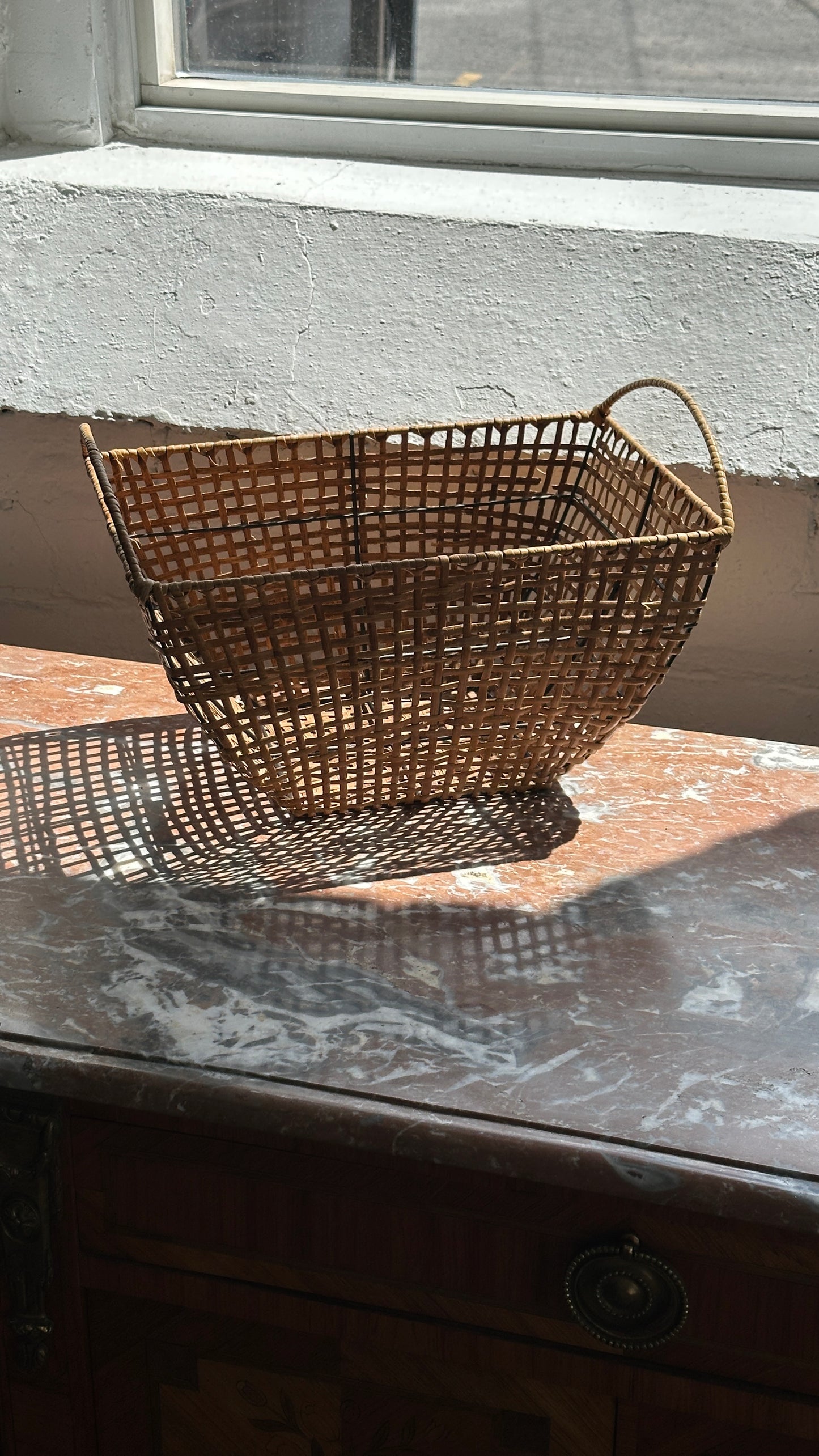 Vintage Cane & Wire Basket