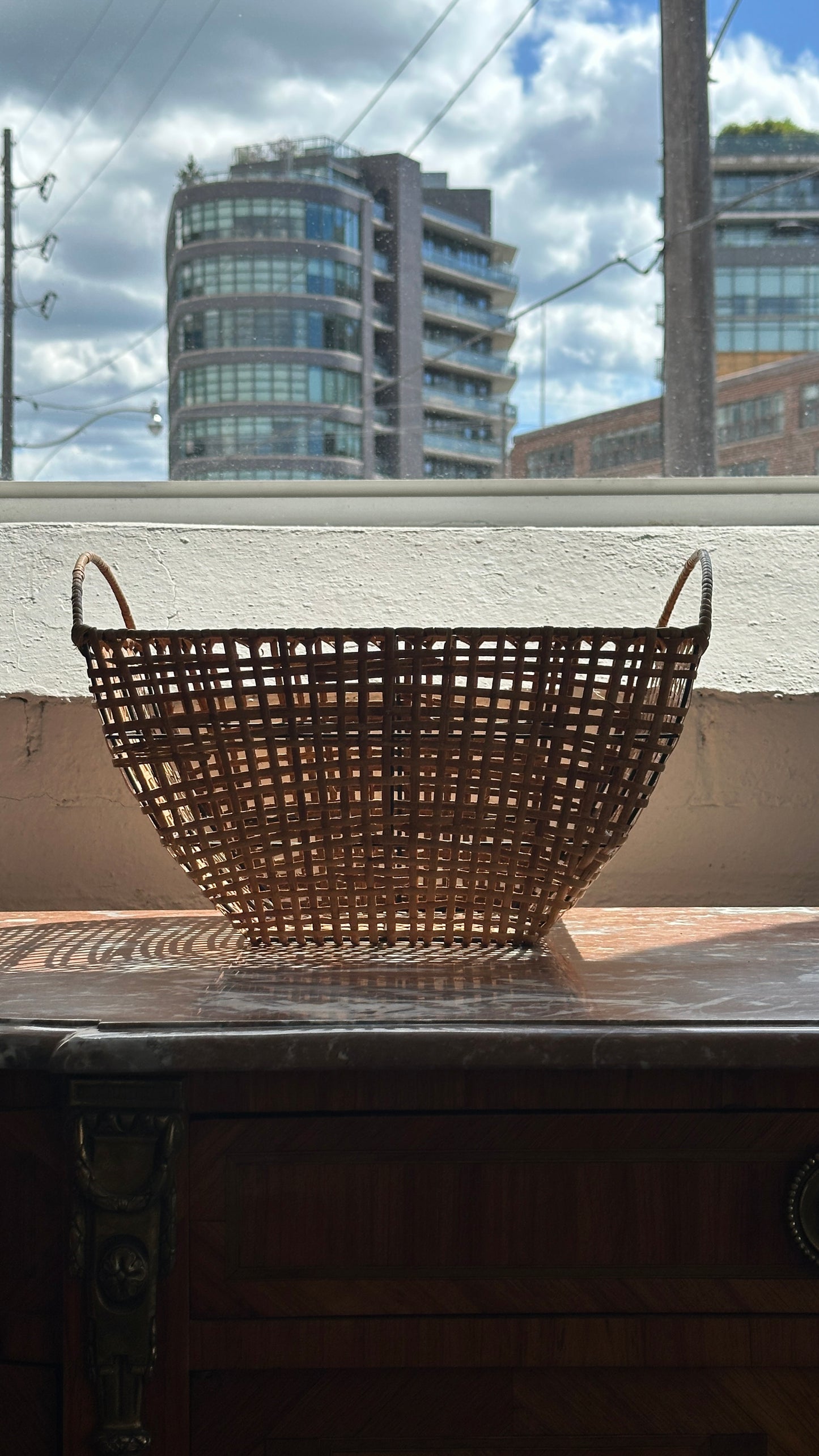 Vintage Cane & Wire Basket