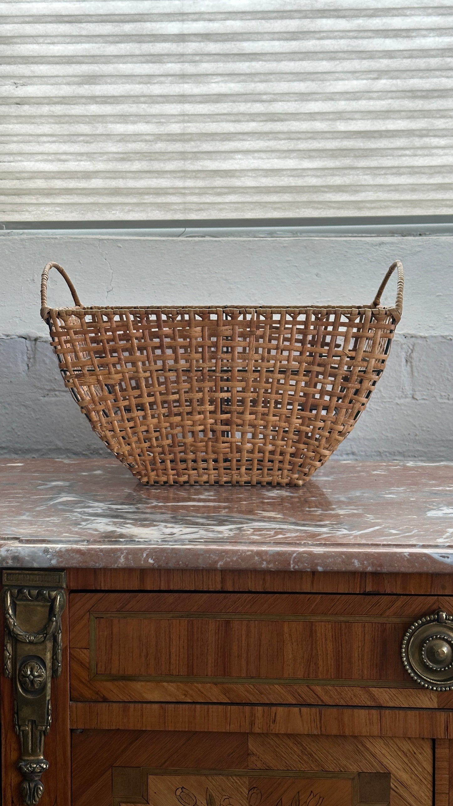 Vintage Cane & Wire Basket