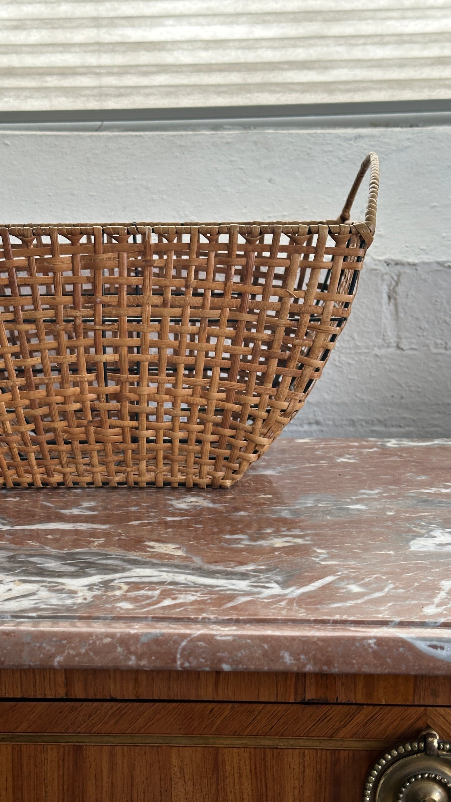 Vintage Cane & Wire Basket