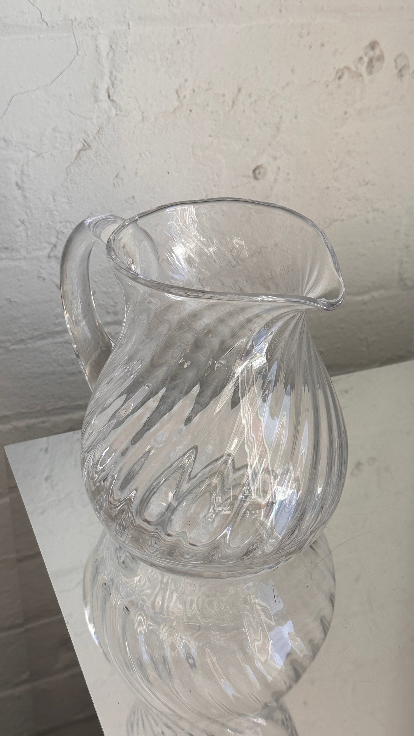 Vintage Spiral Glass Pitcher