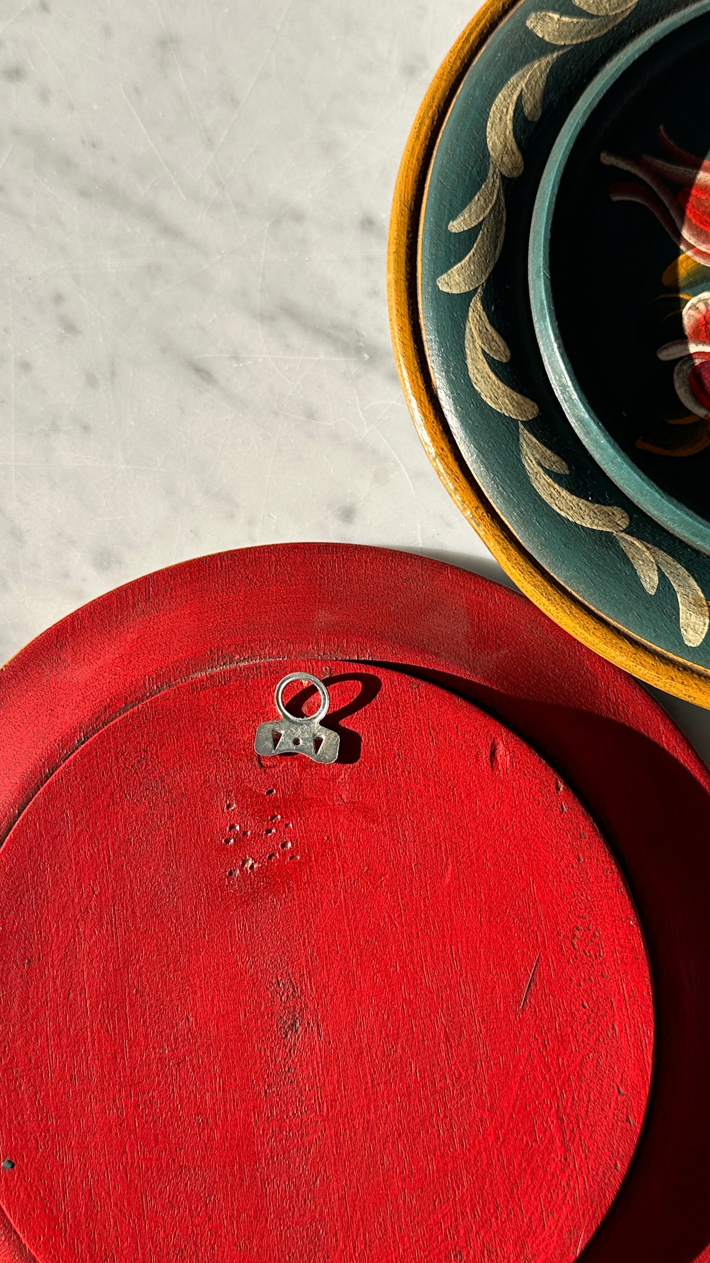 Pair of Hand Painted Wooden Wall Plates