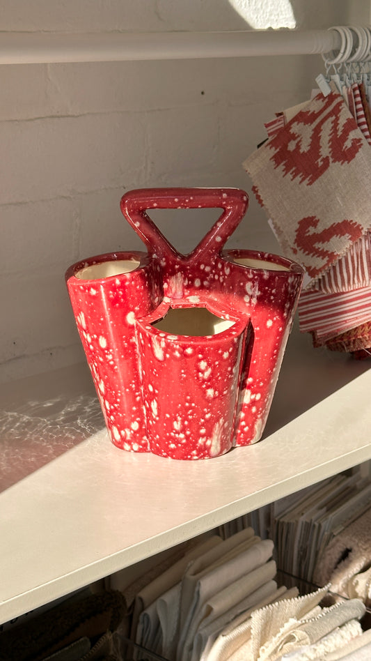 Vintage Pink Splatter Ceramic Caddy