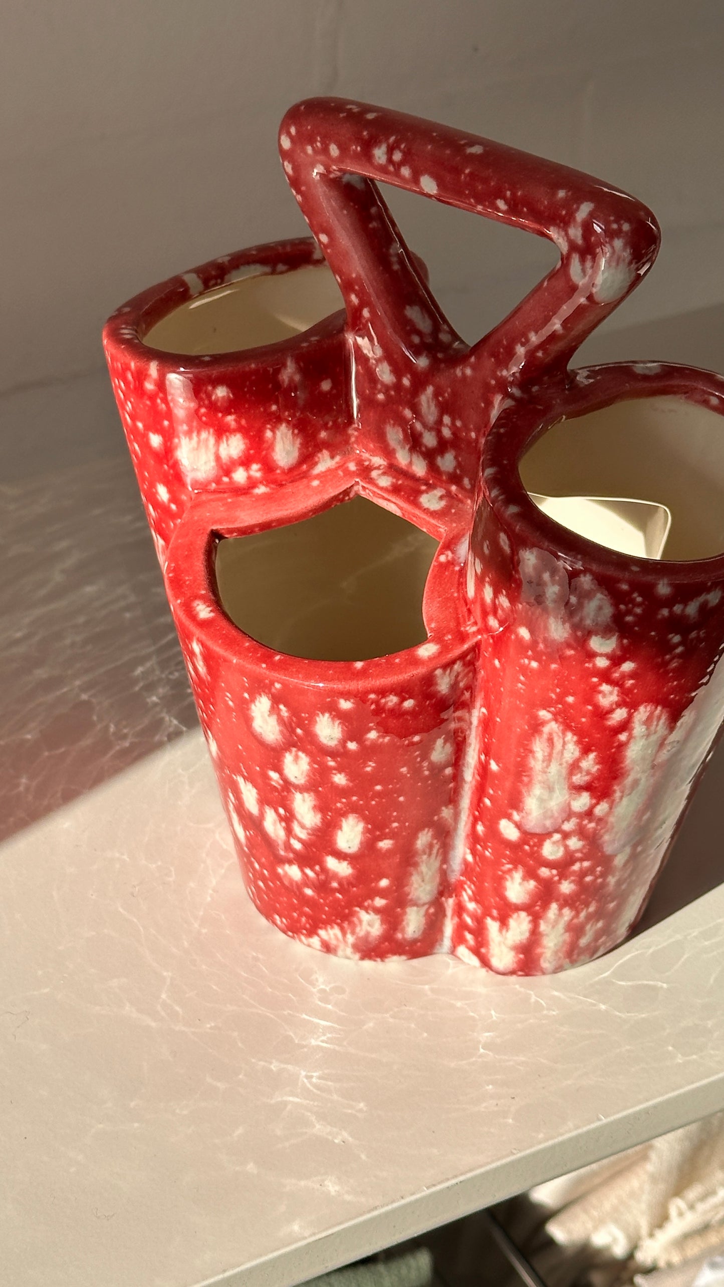 Vintage Pink Splatter Ceramic Caddy