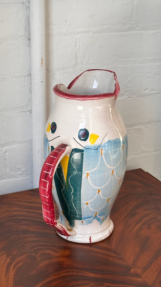 Large Hand Painted Ceramic Fish Pitcher