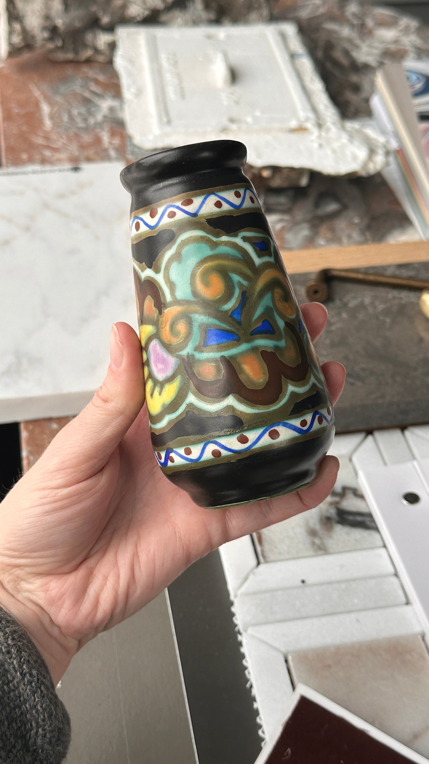 Art Deco Ceramic Vase by C.M. Bergen, Belgium