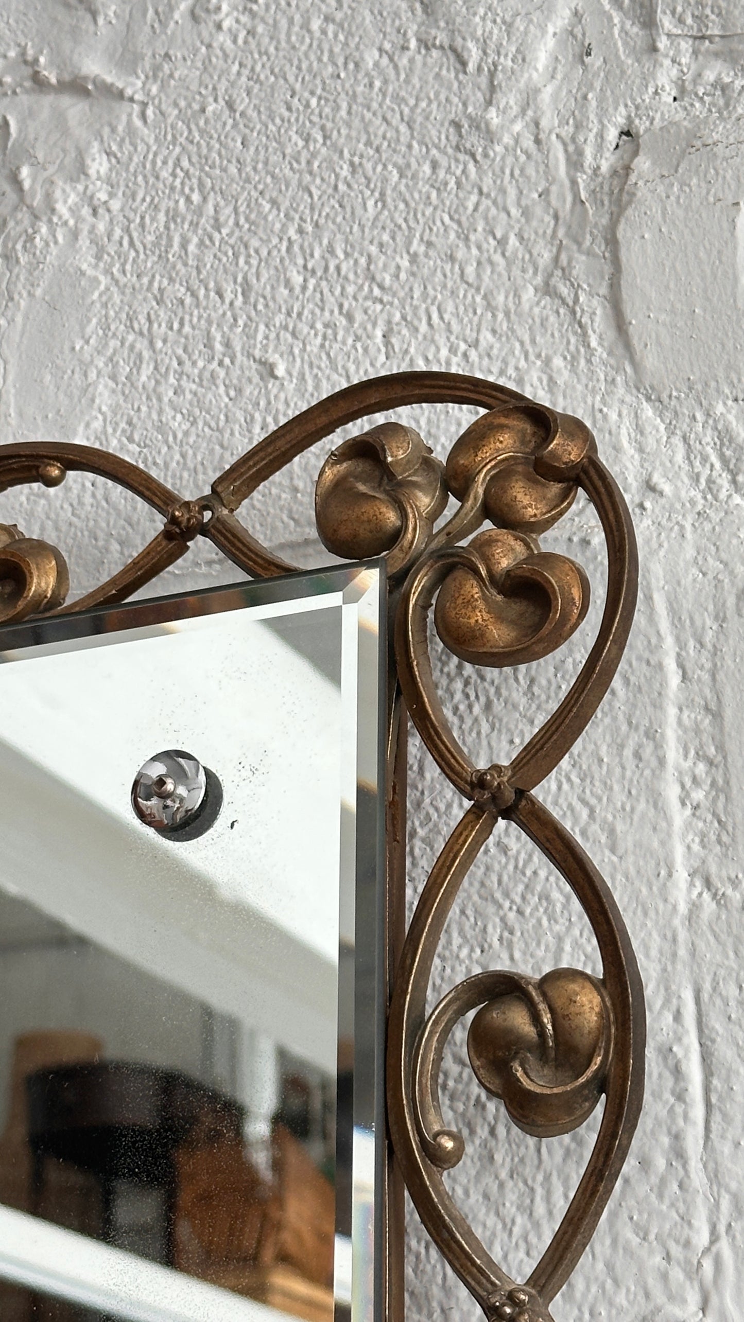 Impressive Vintage Hobbs Mirror with Cast Metal Frame