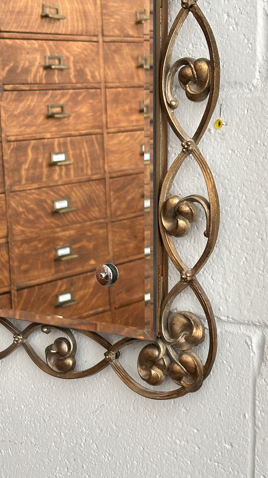 Impressive Vintage Hobbs Mirror with Cast Metal Frame