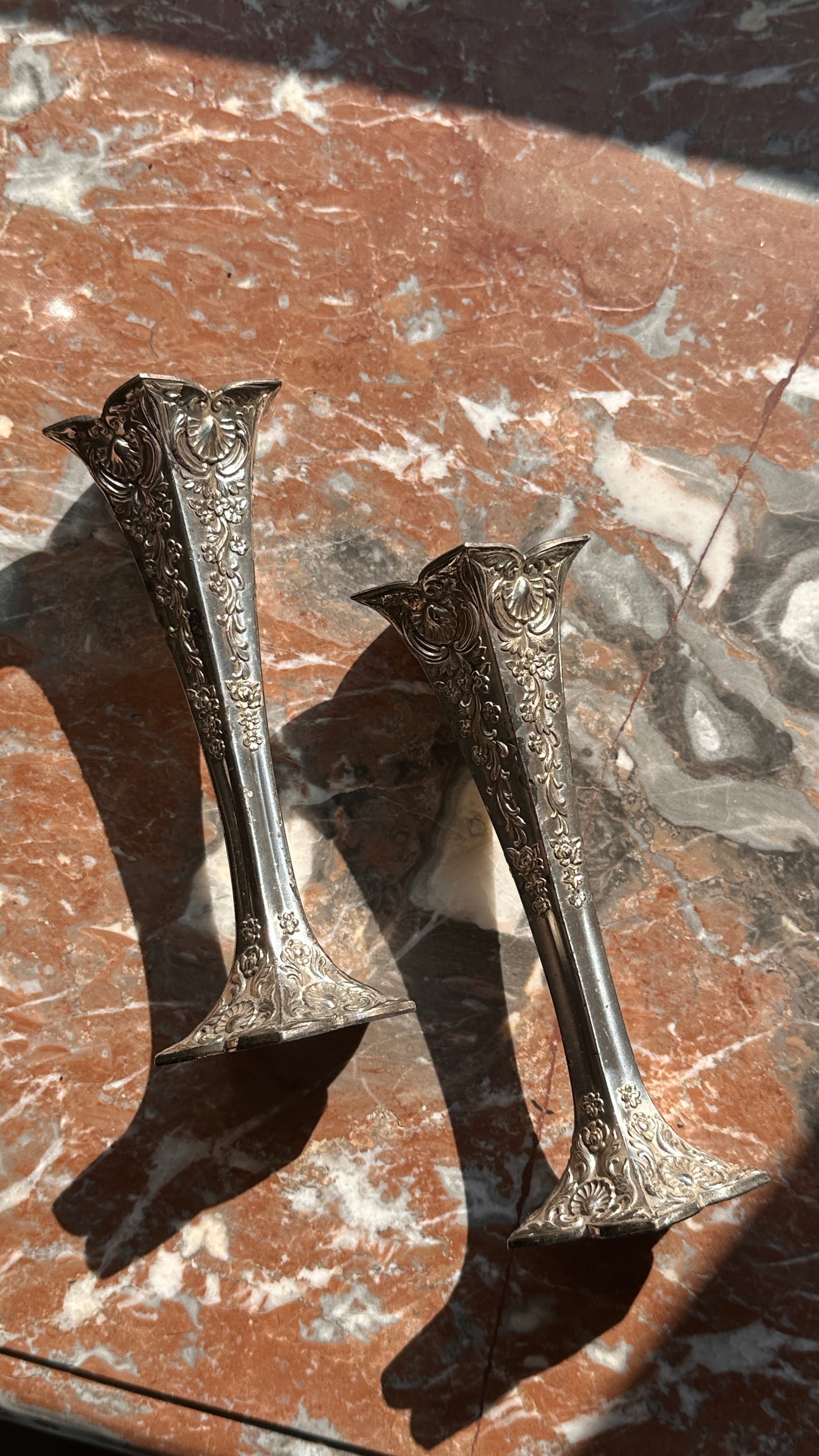 Vintage Pair of Silver Vases