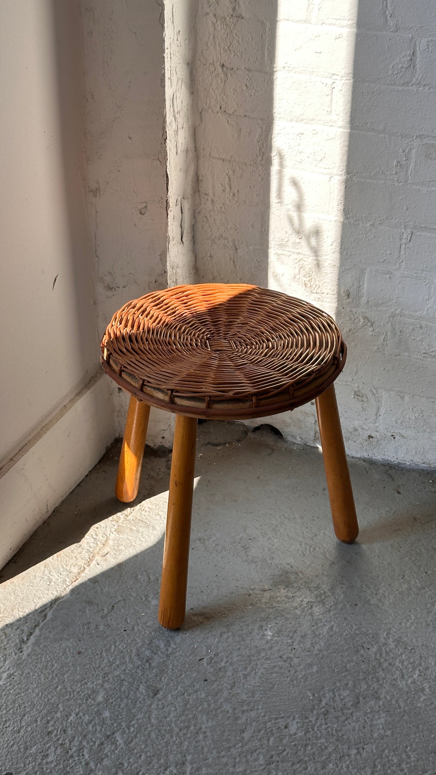 Wood & Wicker Footstool