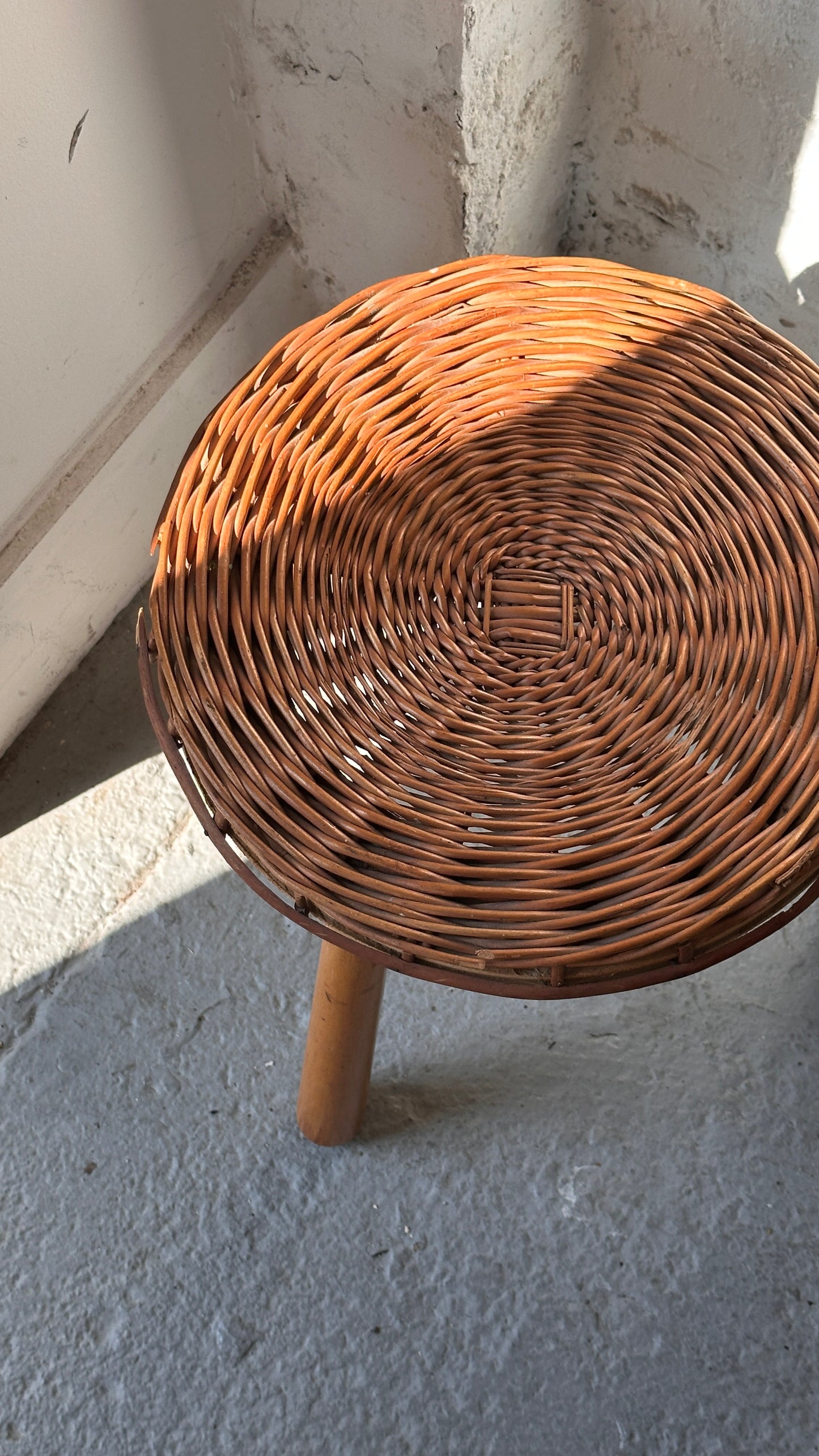 Wood & Wicker Footstool