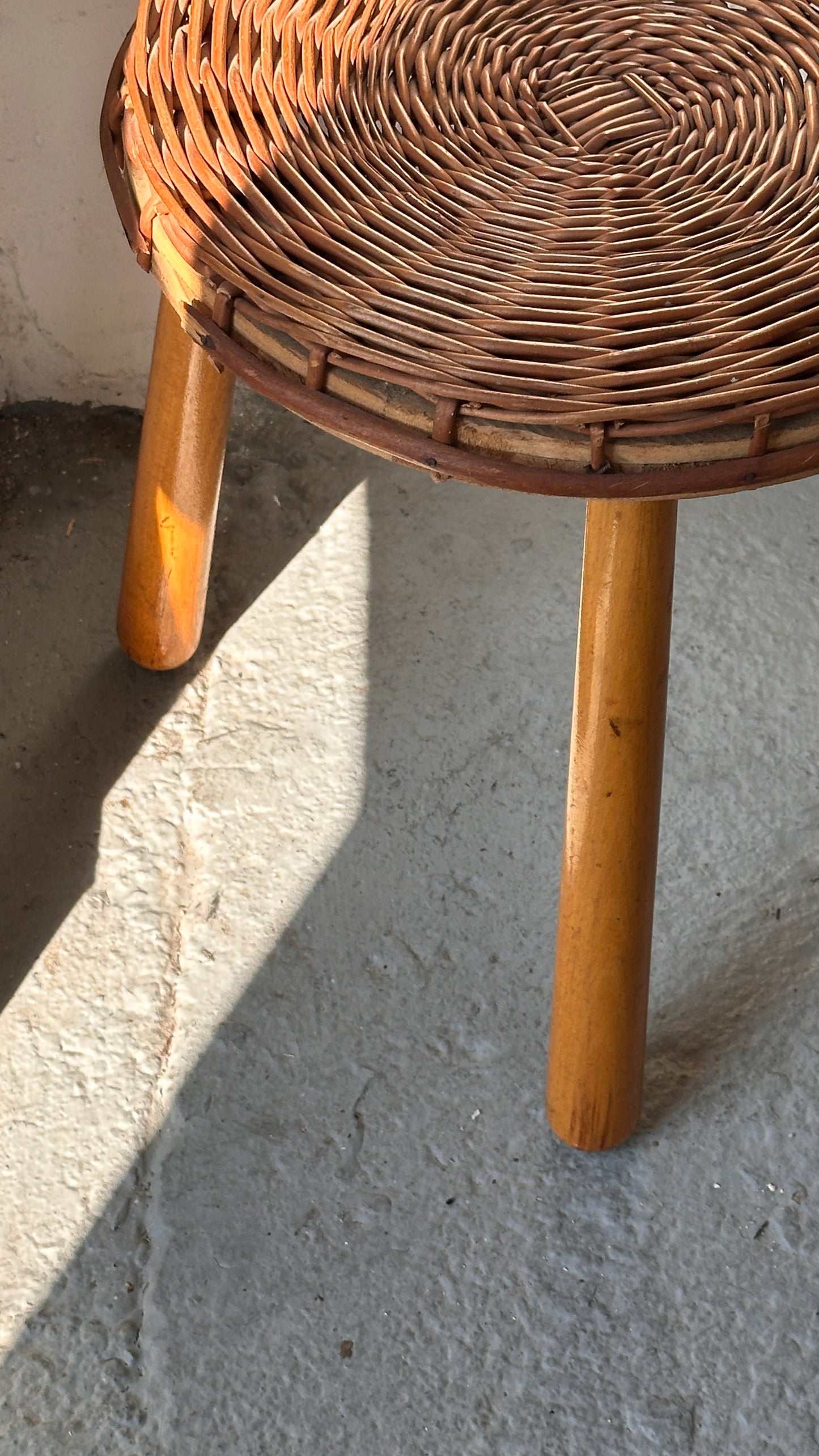 Wood & Wicker Footstool