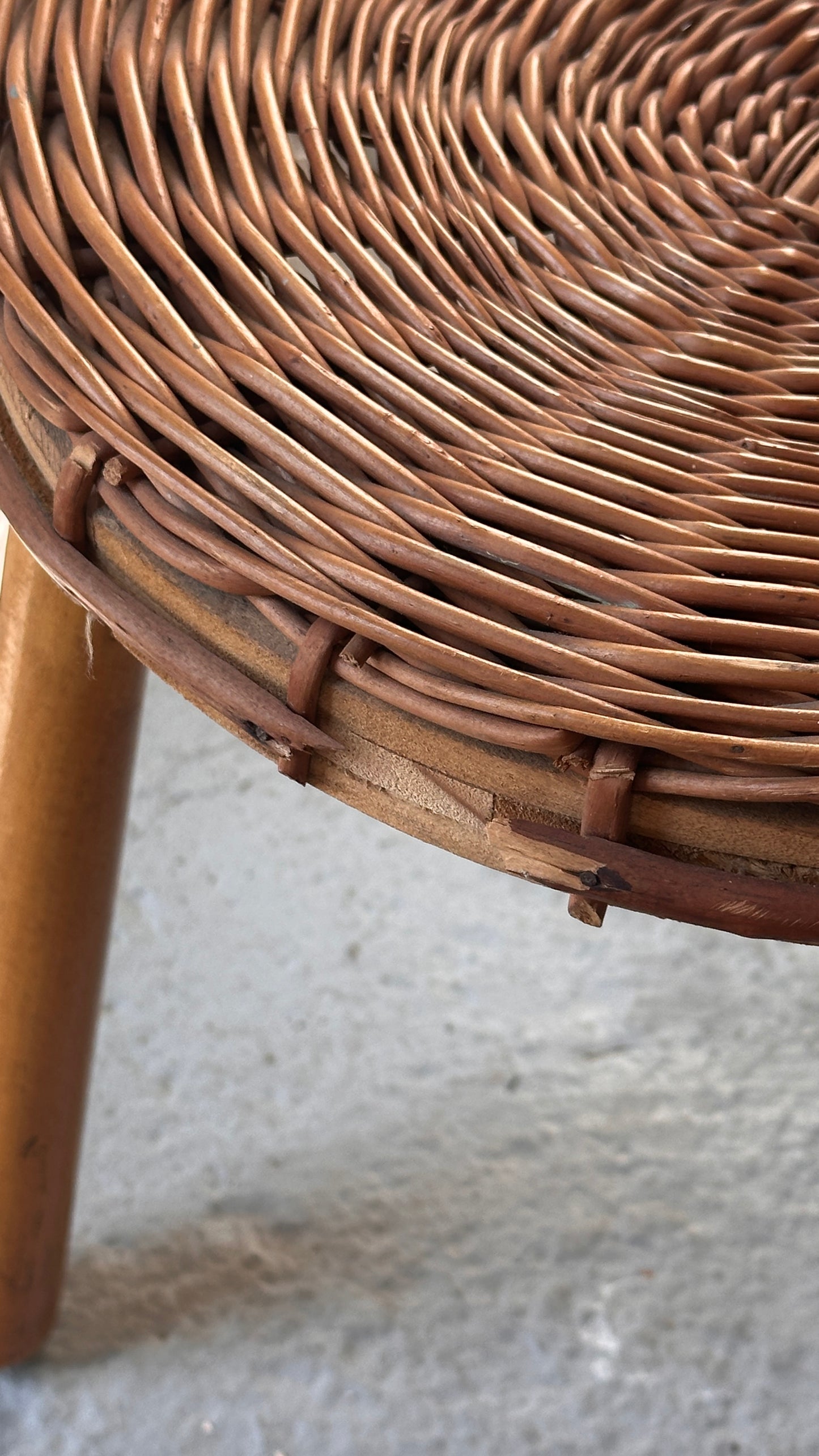 Wood & Wicker Footstool