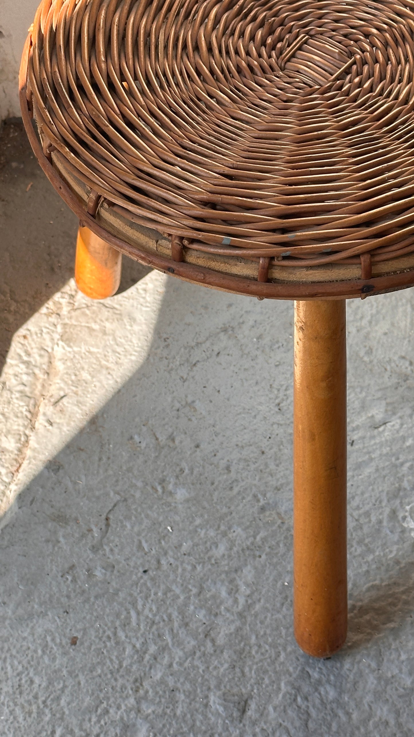 Wood & Wicker Footstool