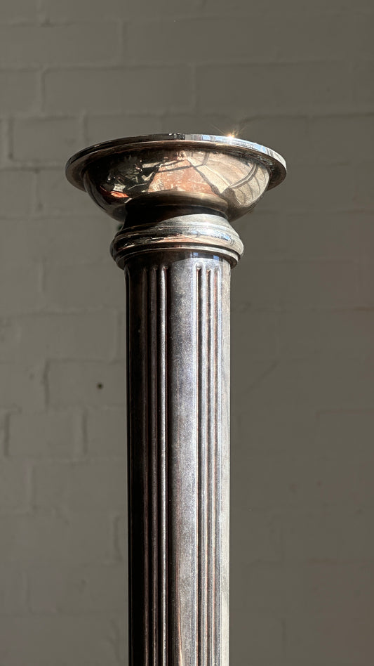 Large Silver Corinthian Column Candle Stick
