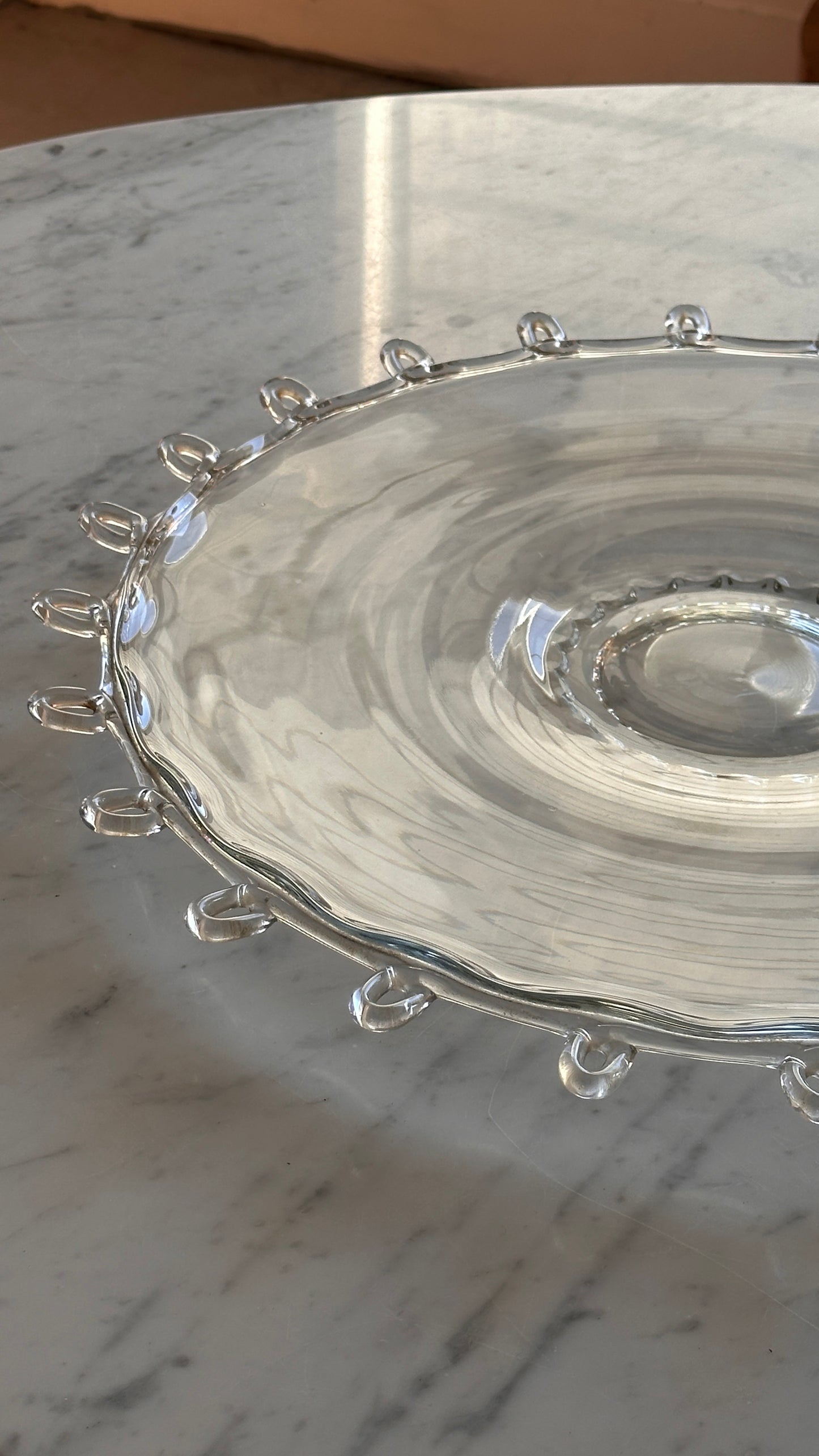 Large Vintage Heisey Lariat Looped Glass Serving Platter