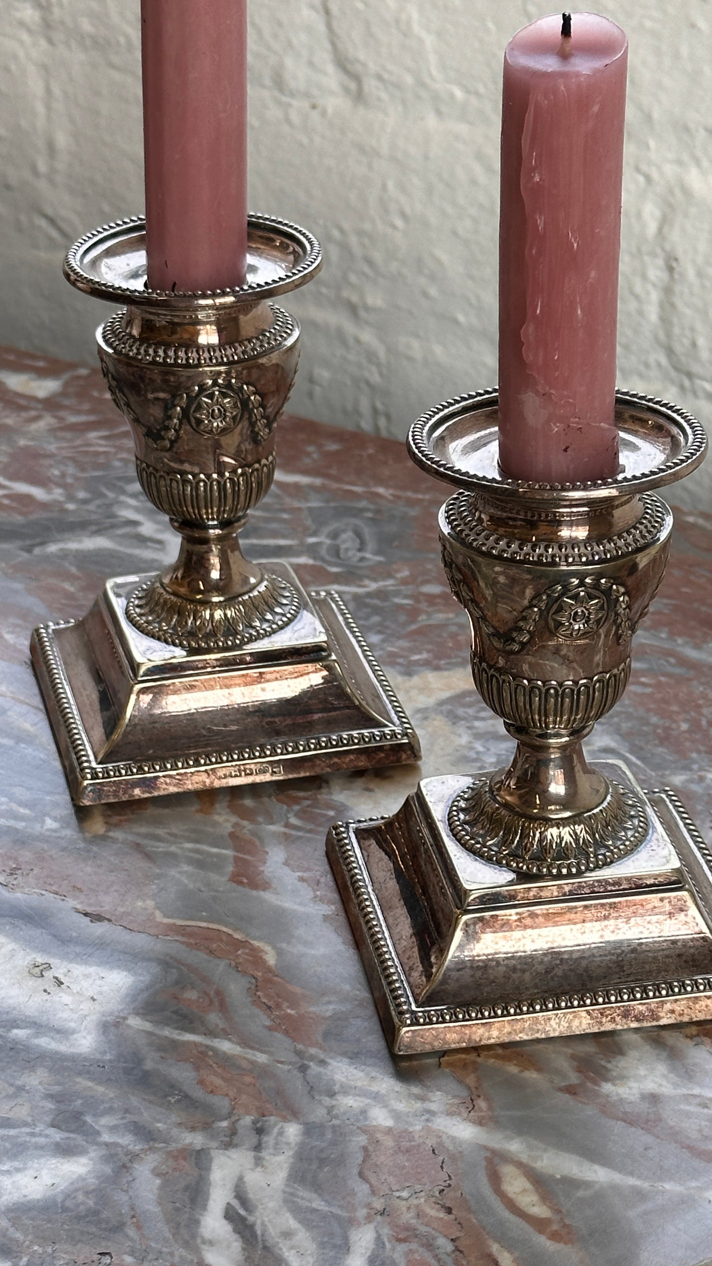 Pair of Antique Silver Sheffield Candle Holders