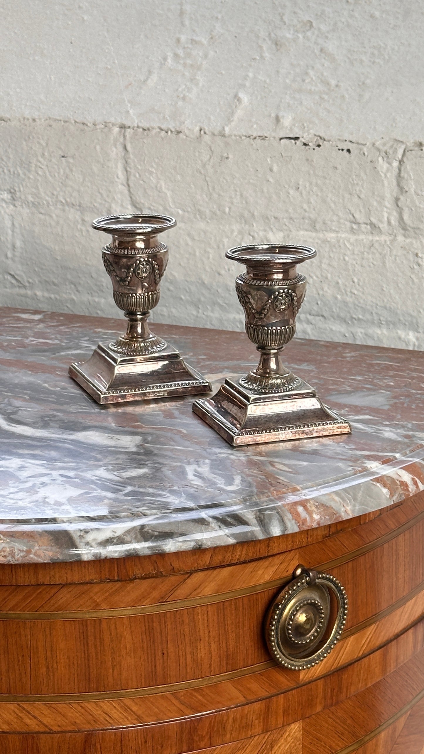 Pair of Antique Silver Sheffield Candle Holders