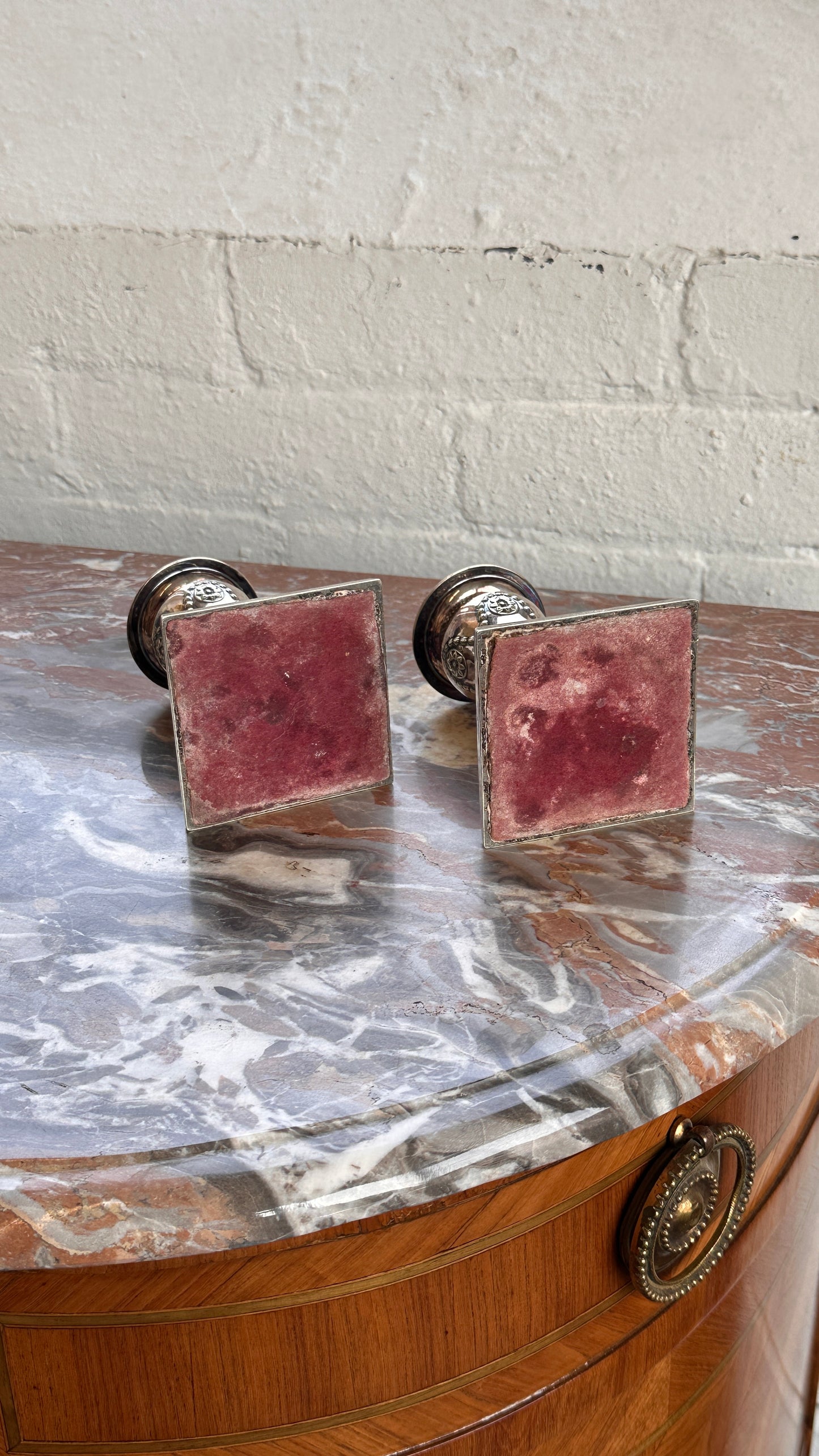 Pair of Antique Silver Sheffield Candle Holders