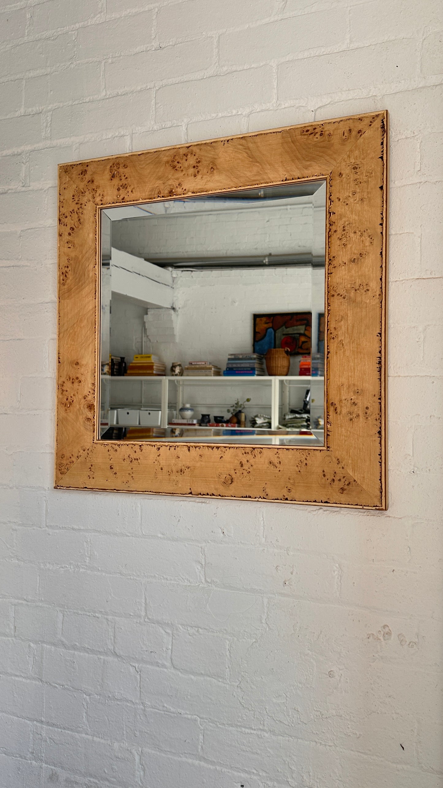 Burled Wood Veneer Mirror