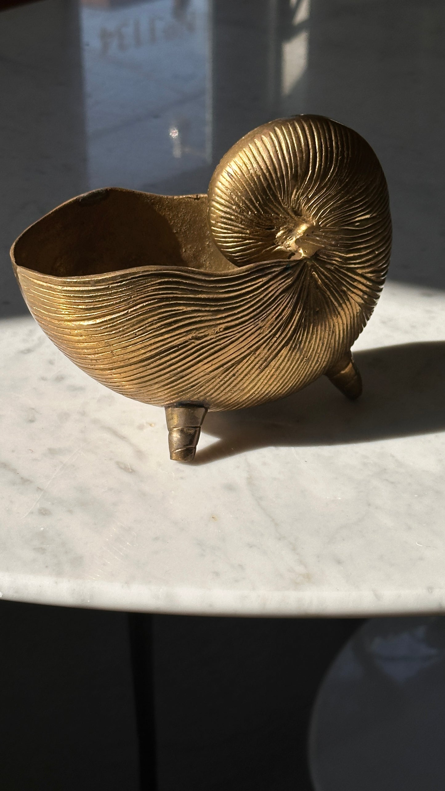 Vintage Brass Nautilus Planter