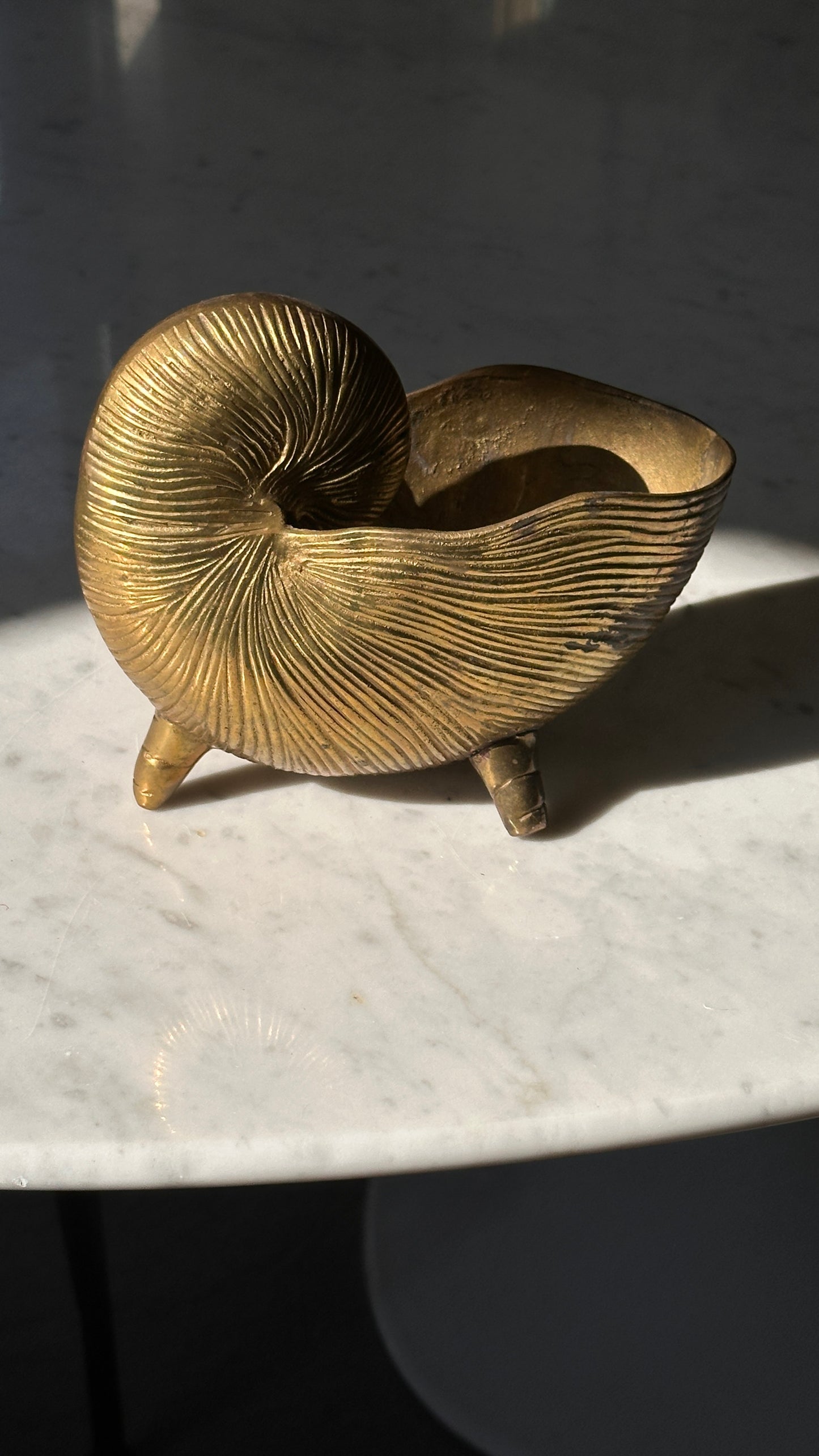 Vintage Brass Nautilus Planter
