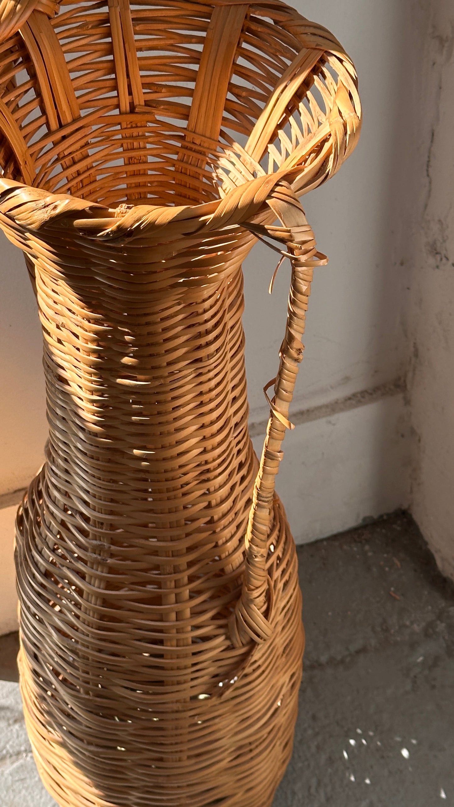 Wicker Floor Vase with Handles