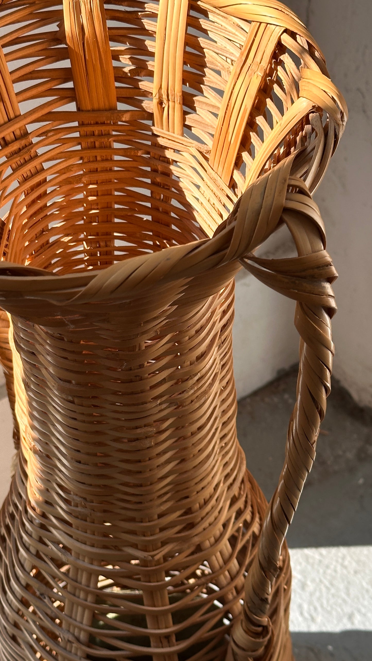 Wicker Floor Vase with Handles