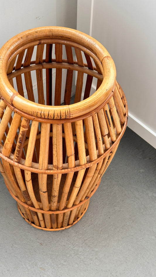 Vintage Italian Bamboo Umbrella Stand in the Manner of Franco Albini for Vittorio Bonacina