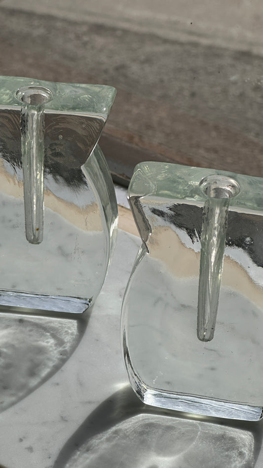 Pair of Mid Century Solifleur Glass Vases
