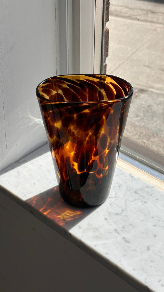 Pinched Tortoise Blown Glass Vase