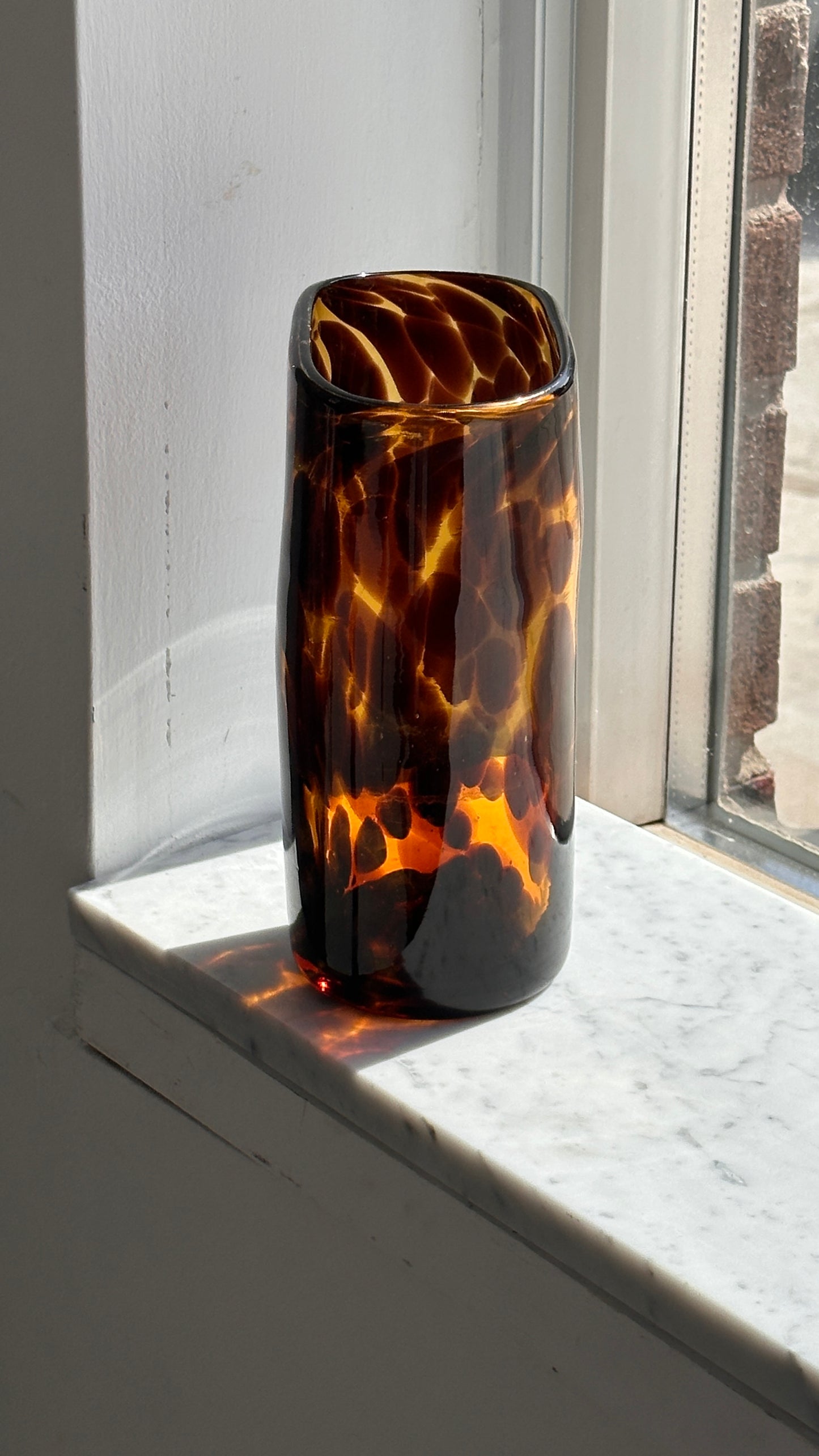 Pinched Tortoise Blown Glass Vase