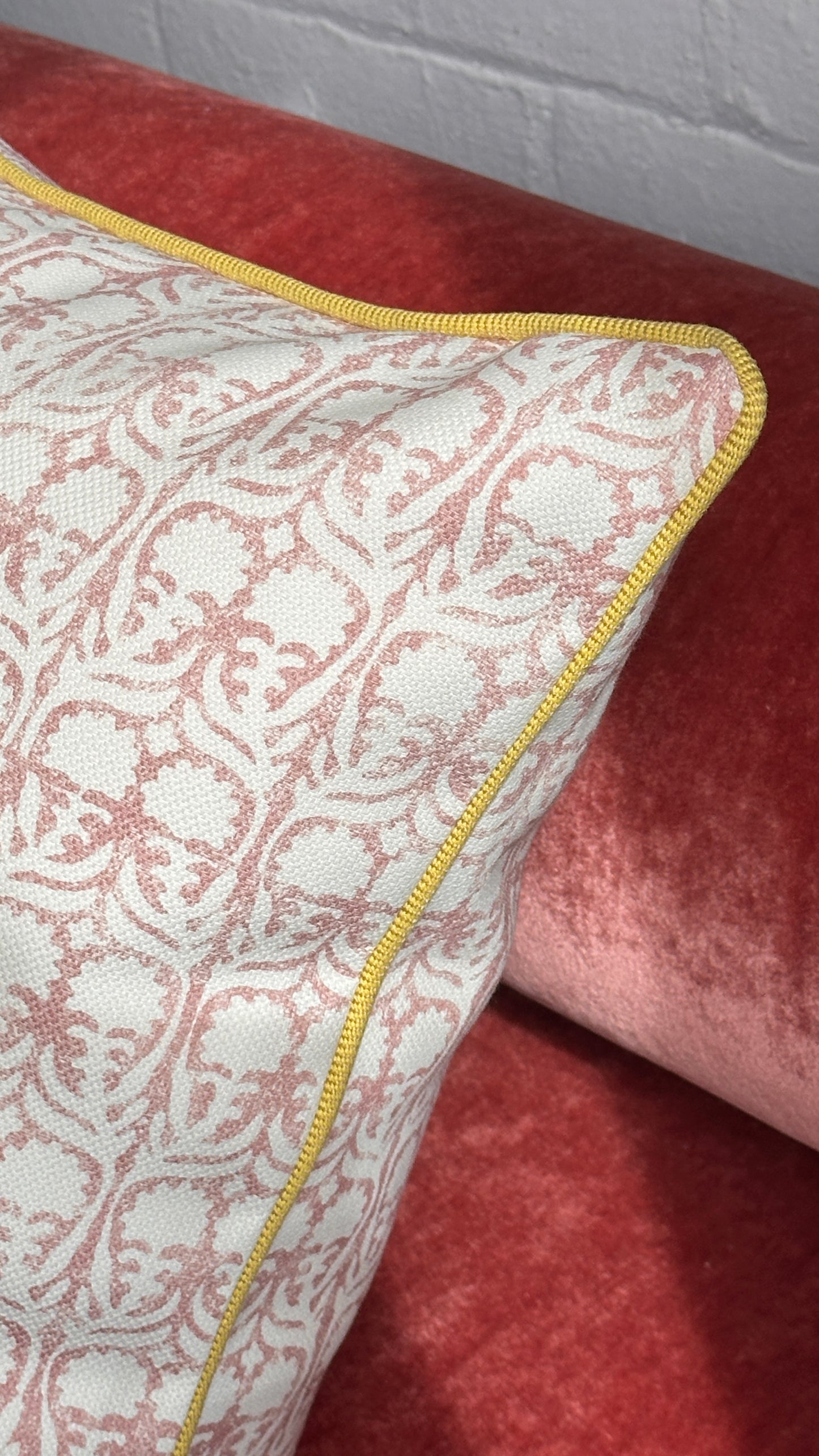 Performance Cushion in Ashok Pink Fabric by Penny Morrison