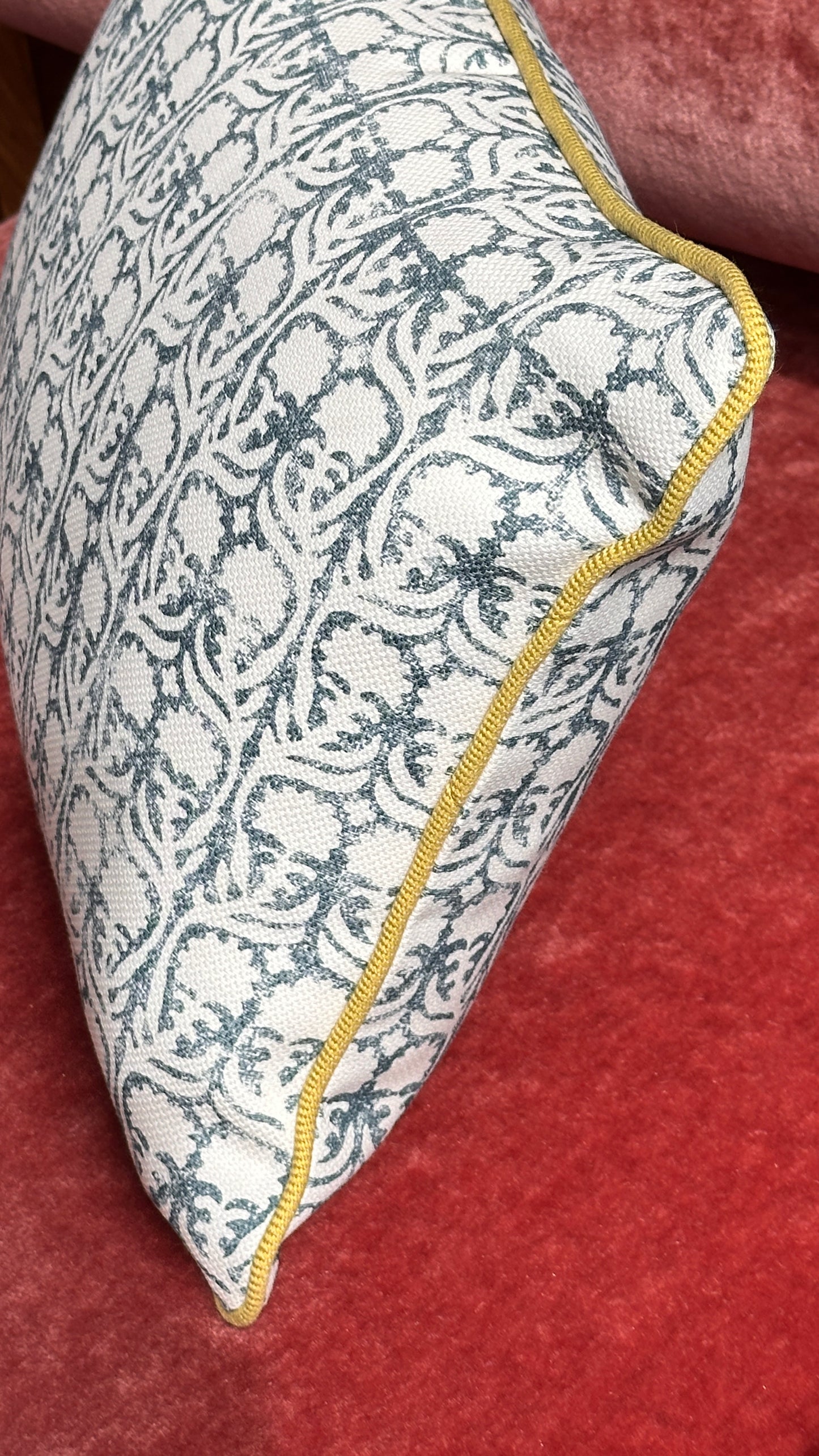Performance Cushion in Ashok Petrol Fabric by Penny Morrison