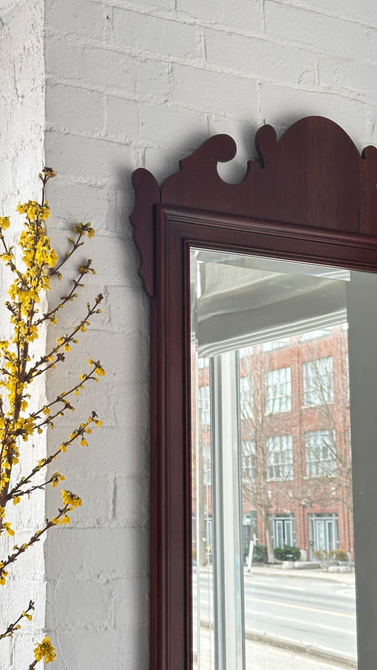 Chippendale Style Mahogany Beveled Edge Mirror