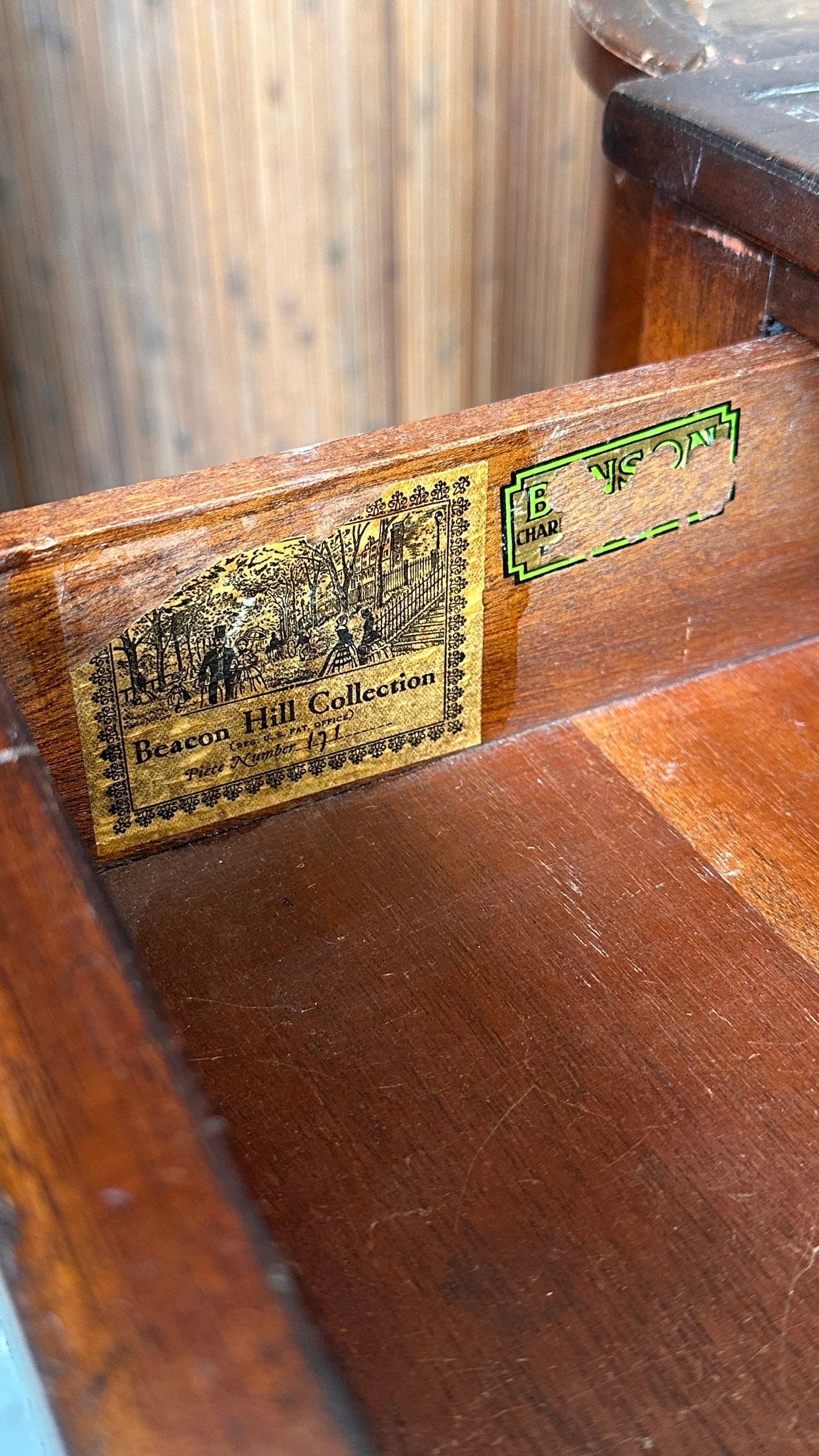Antique Side Table with Planter Box Insert