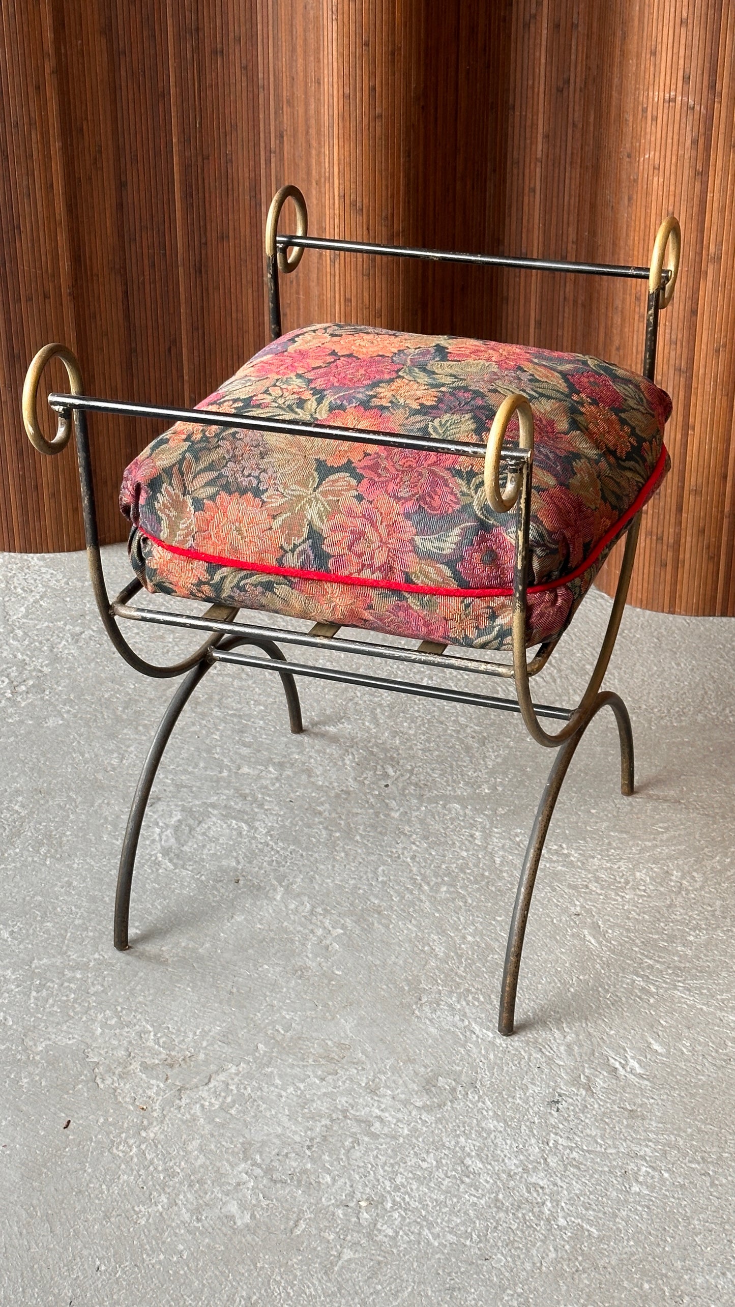 Vintage Neoclassical Wrought Iron Bench
