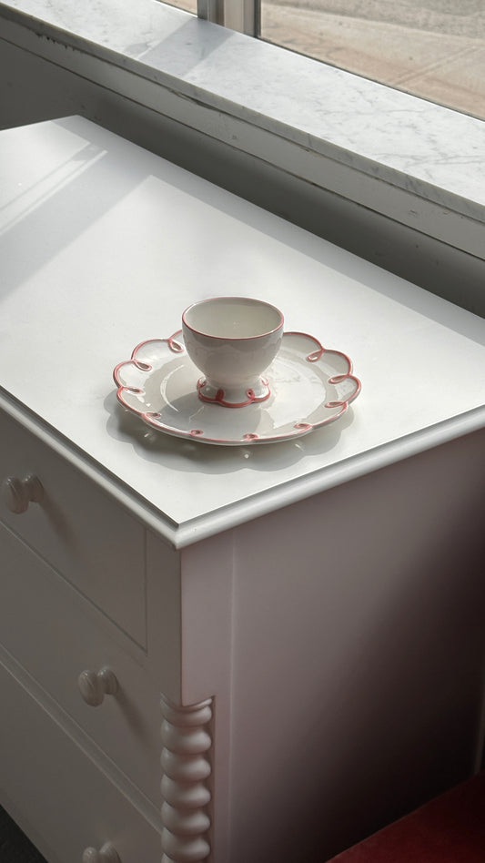 Scalloped Plate and Footed Bowl Set