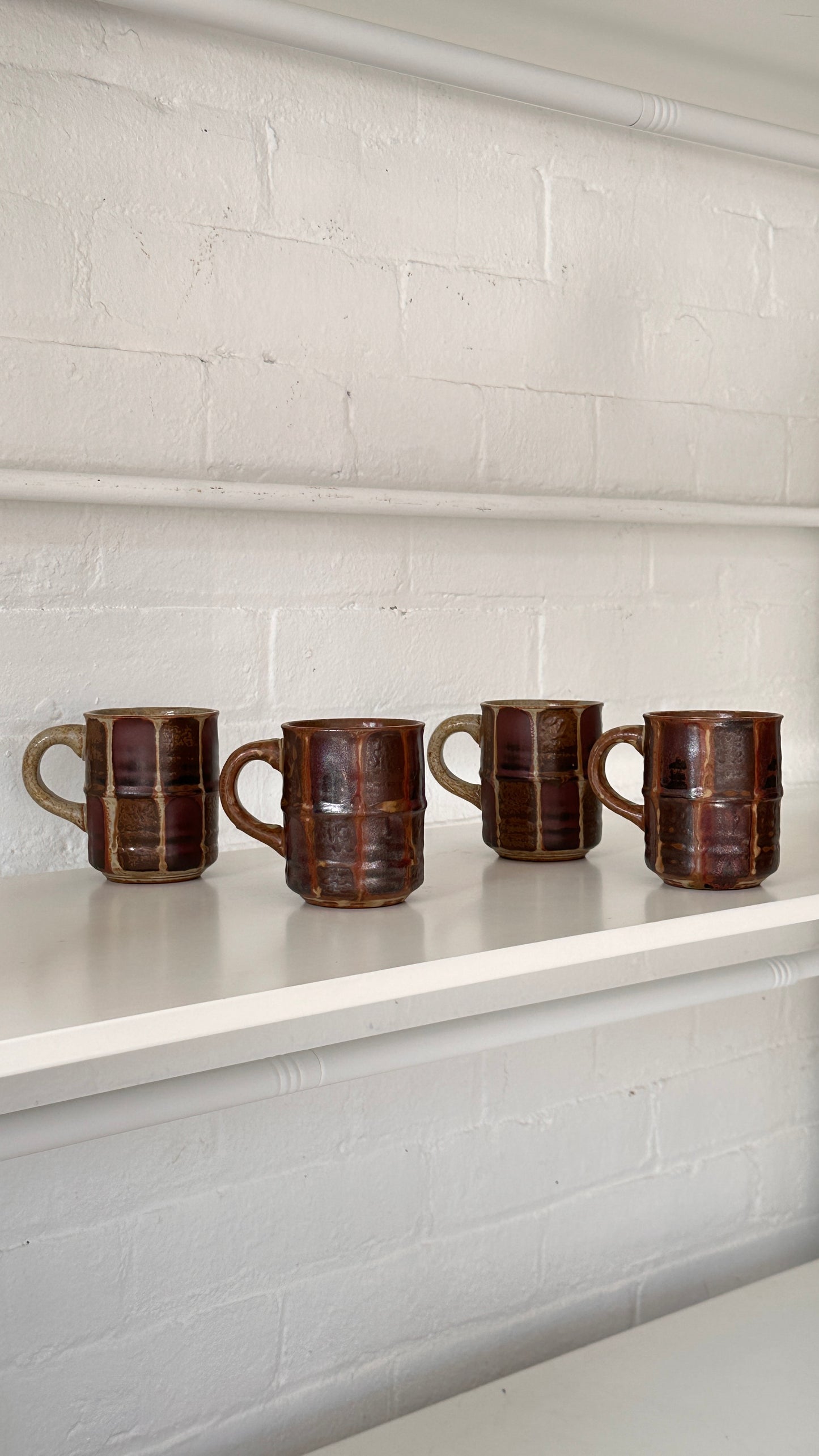 Set of Japanese Mugs with Matching Creamer