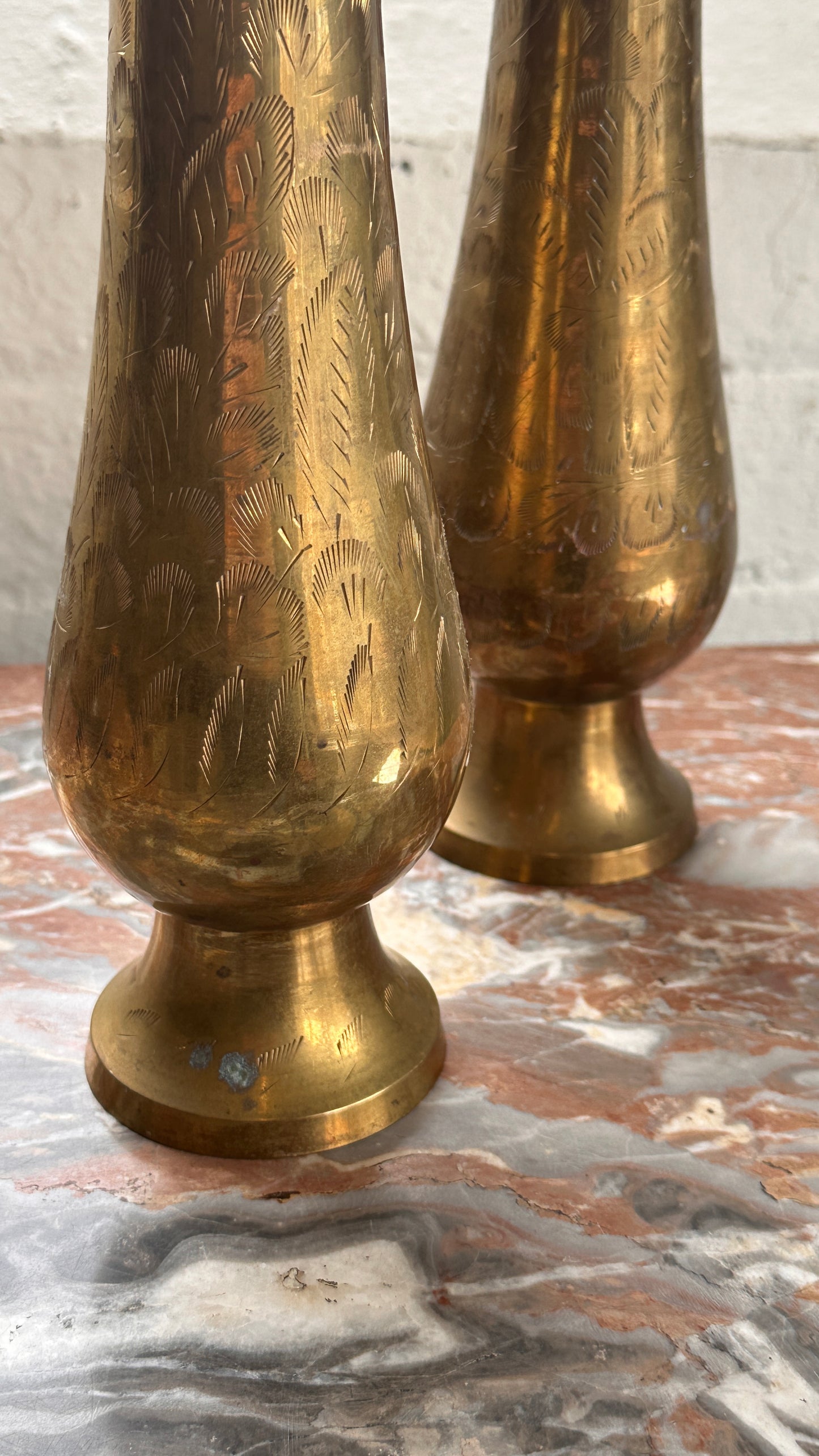 Brass Etched Vase, India.