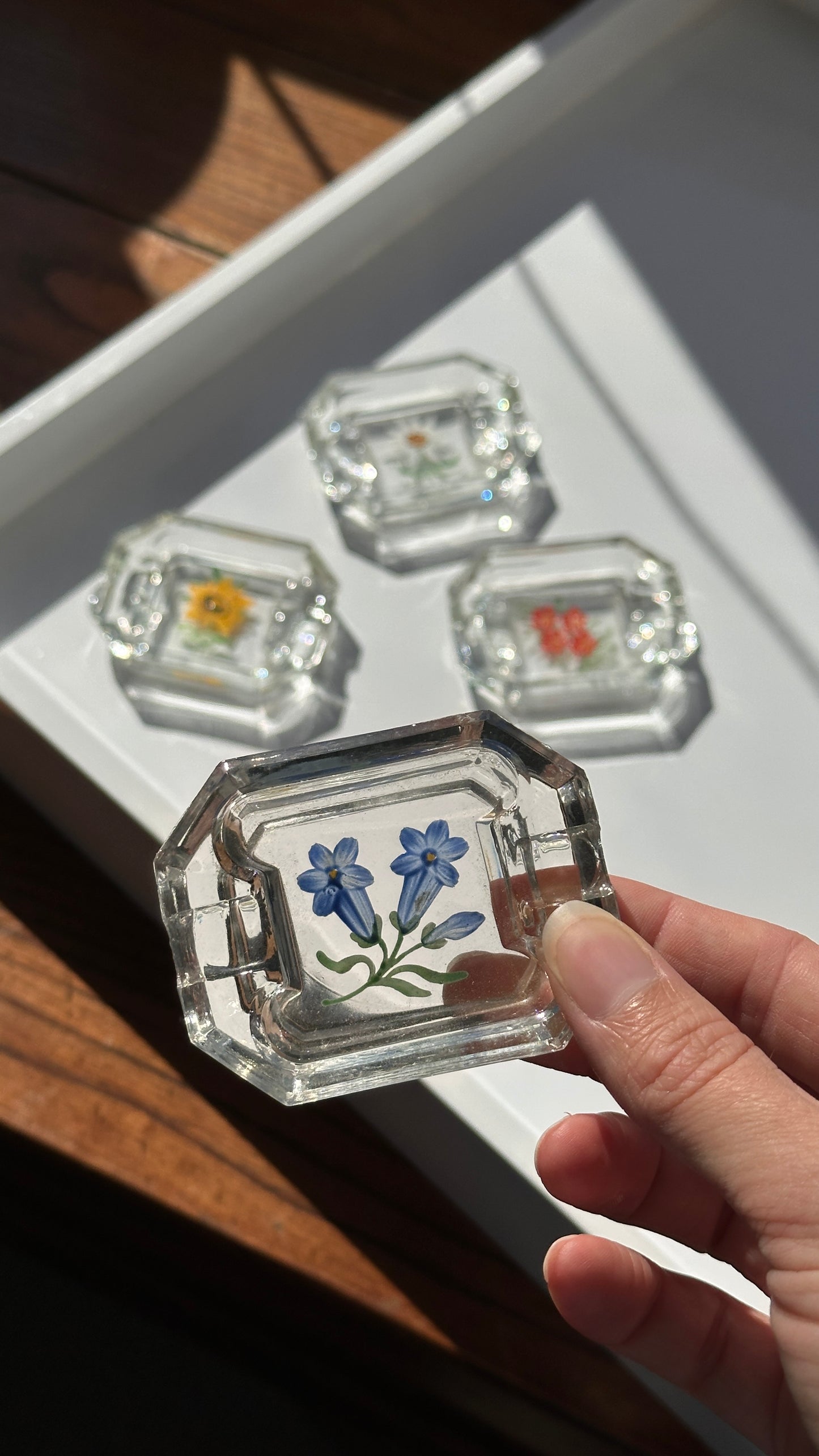 Set of 4 Vintage Glass Ashtrays