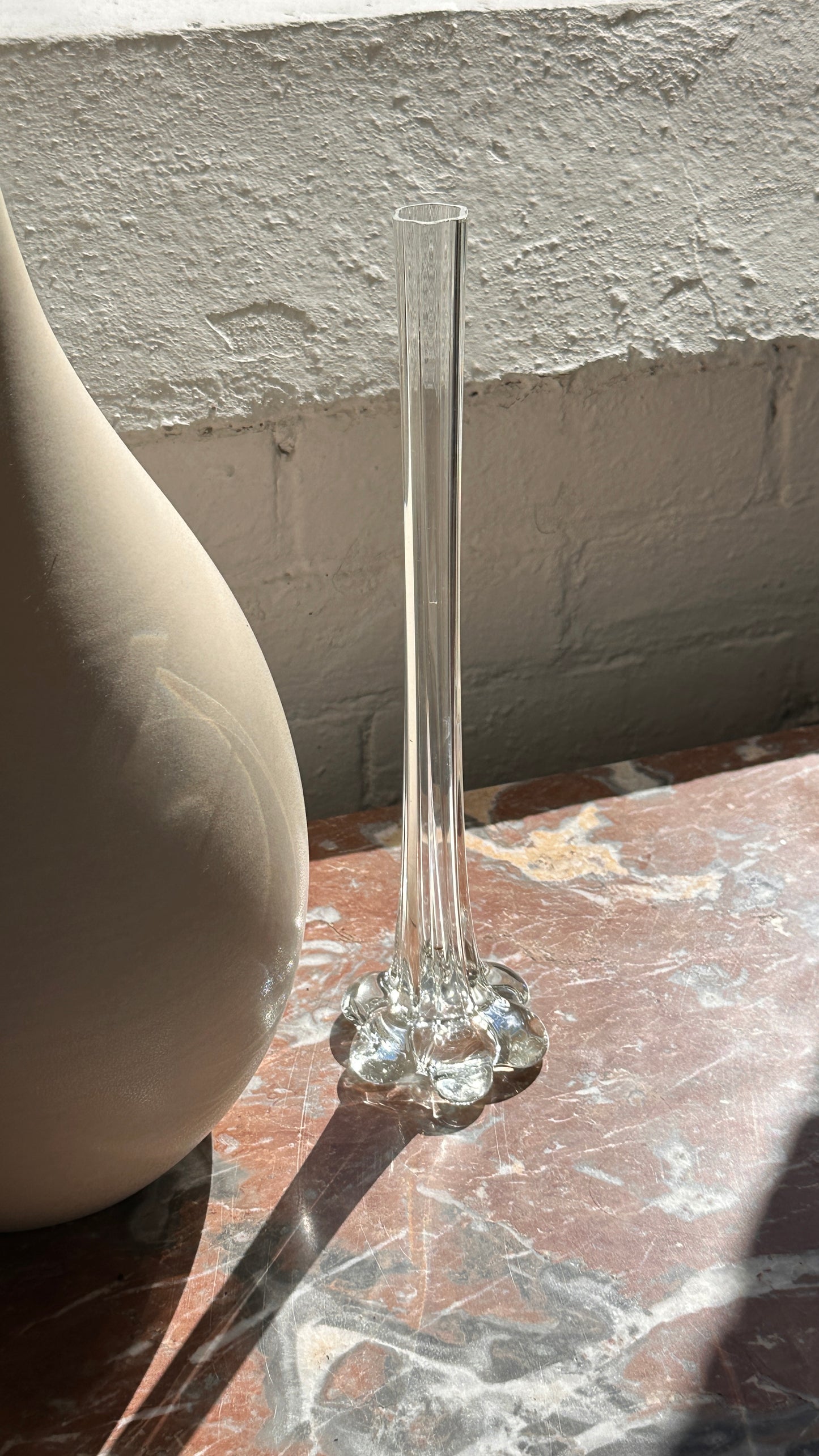 French Art Nouveau Gladioli Glass Bud Vase