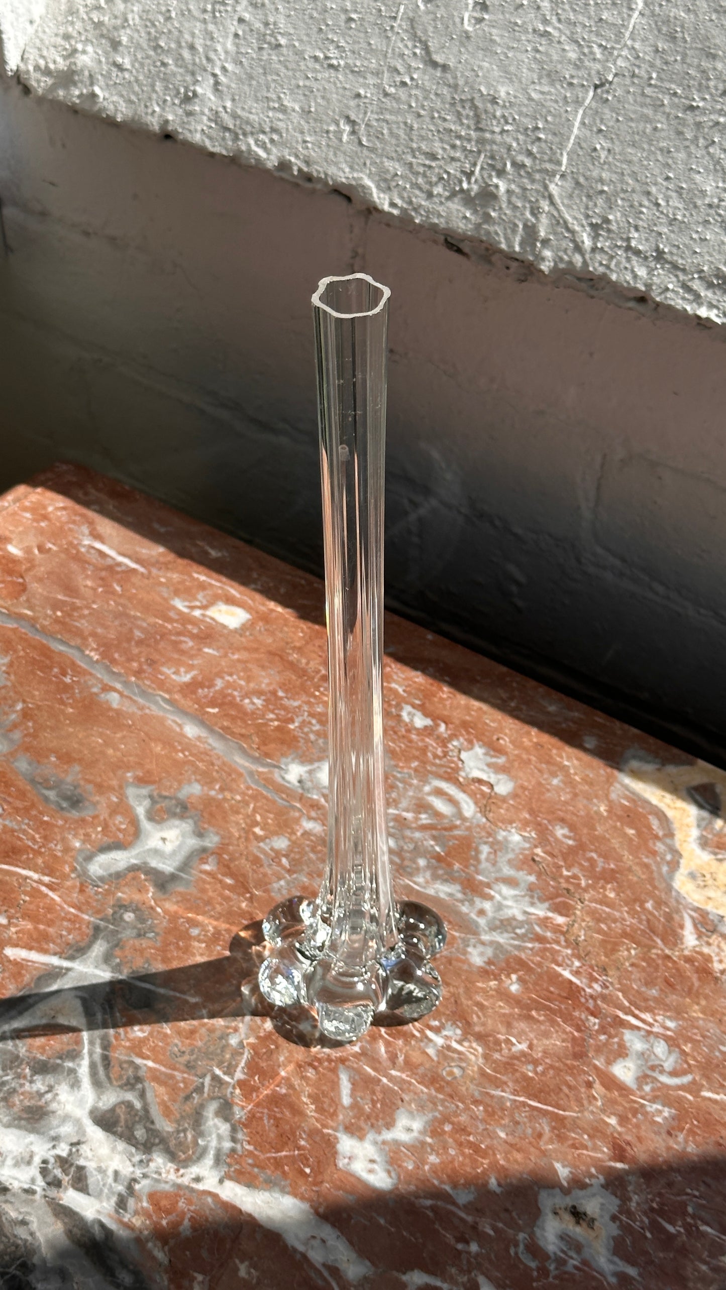 French Art Nouveau Gladioli Glass Bud Vase