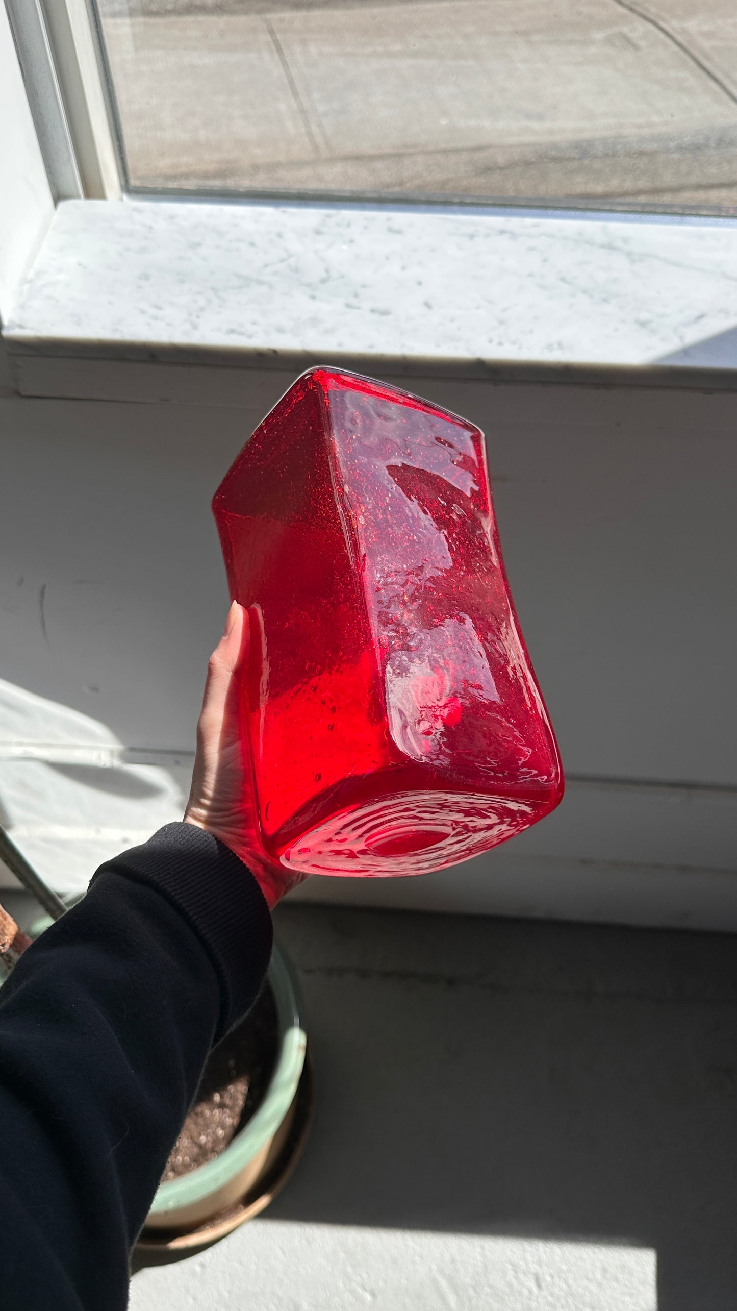Chunky Red Blown Glass Vase