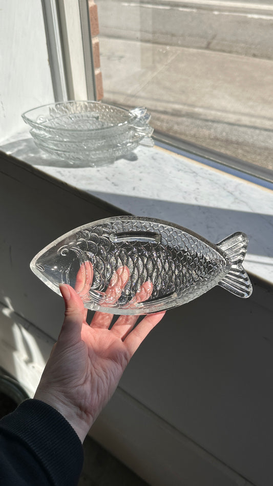 Set of 4 Glass Ankerglas Bernsdorf Fish Dishes