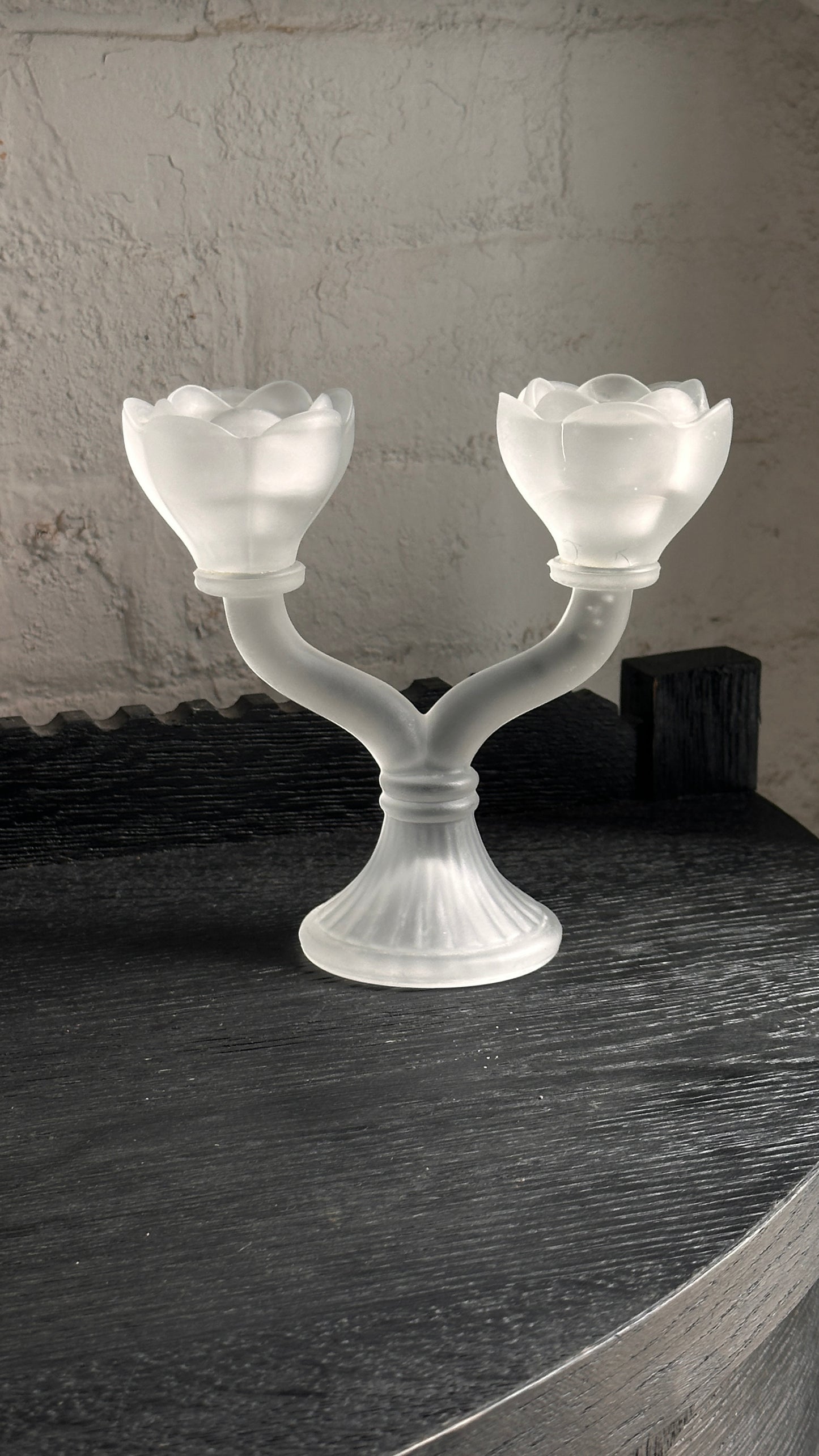 Vintage Frosted Glass Candle Holder