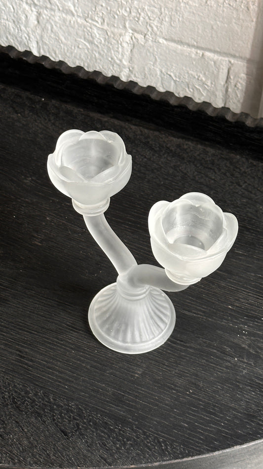 Vintage Frosted Glass Candle Holder