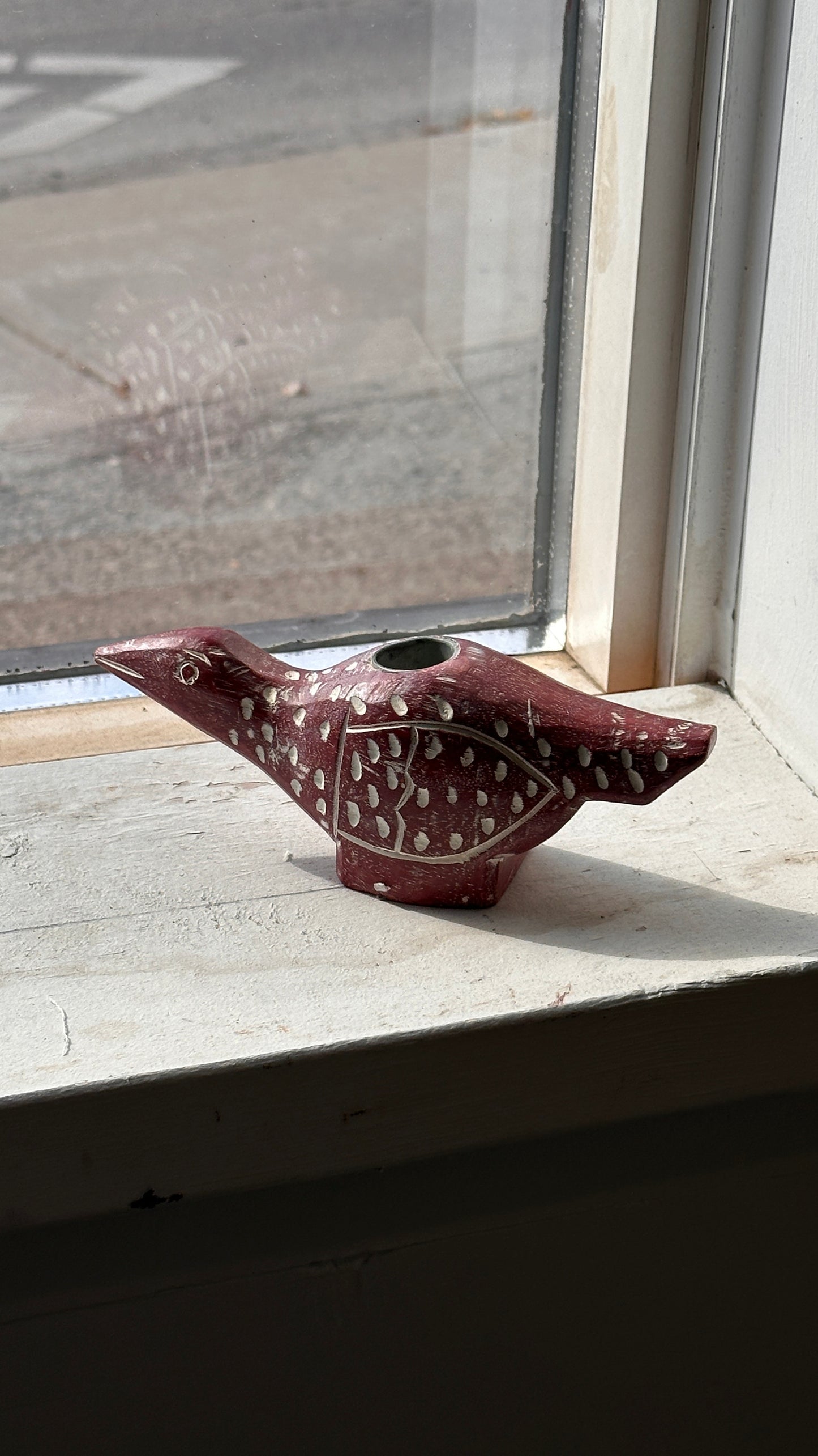 Carved Wooden Bird Candle Holder