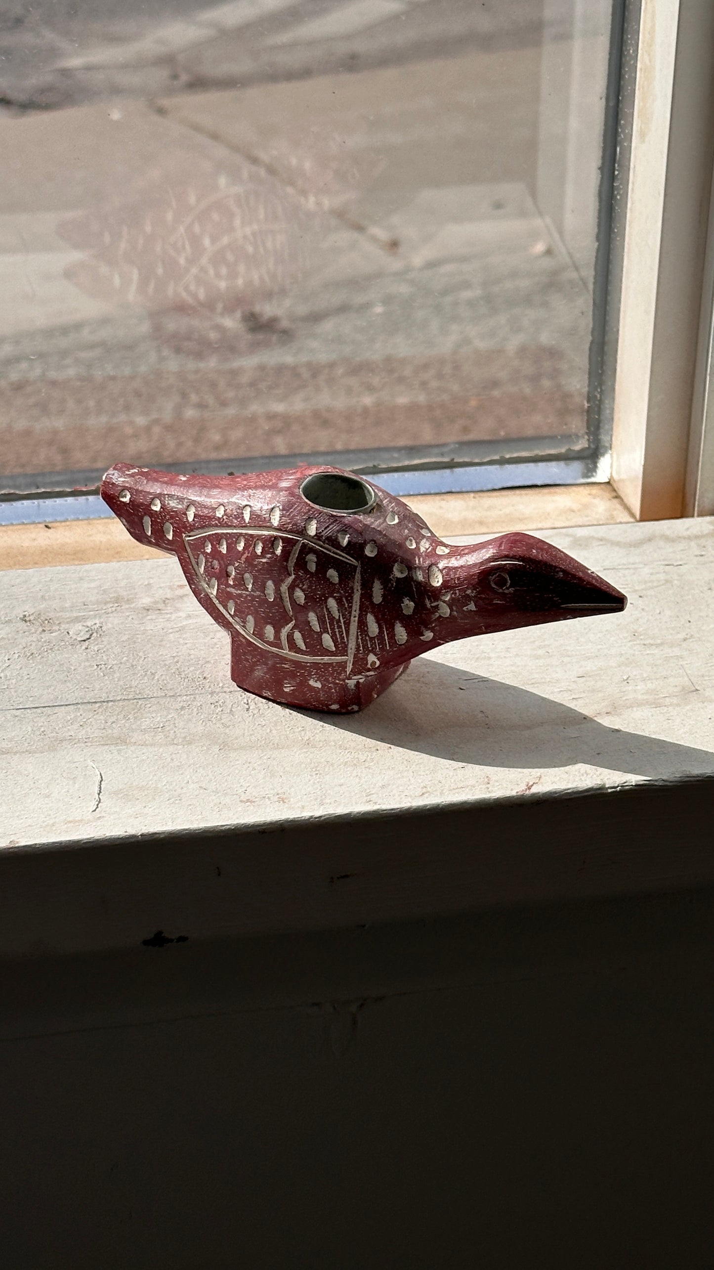 Carved Wooden Bird Candle Holder