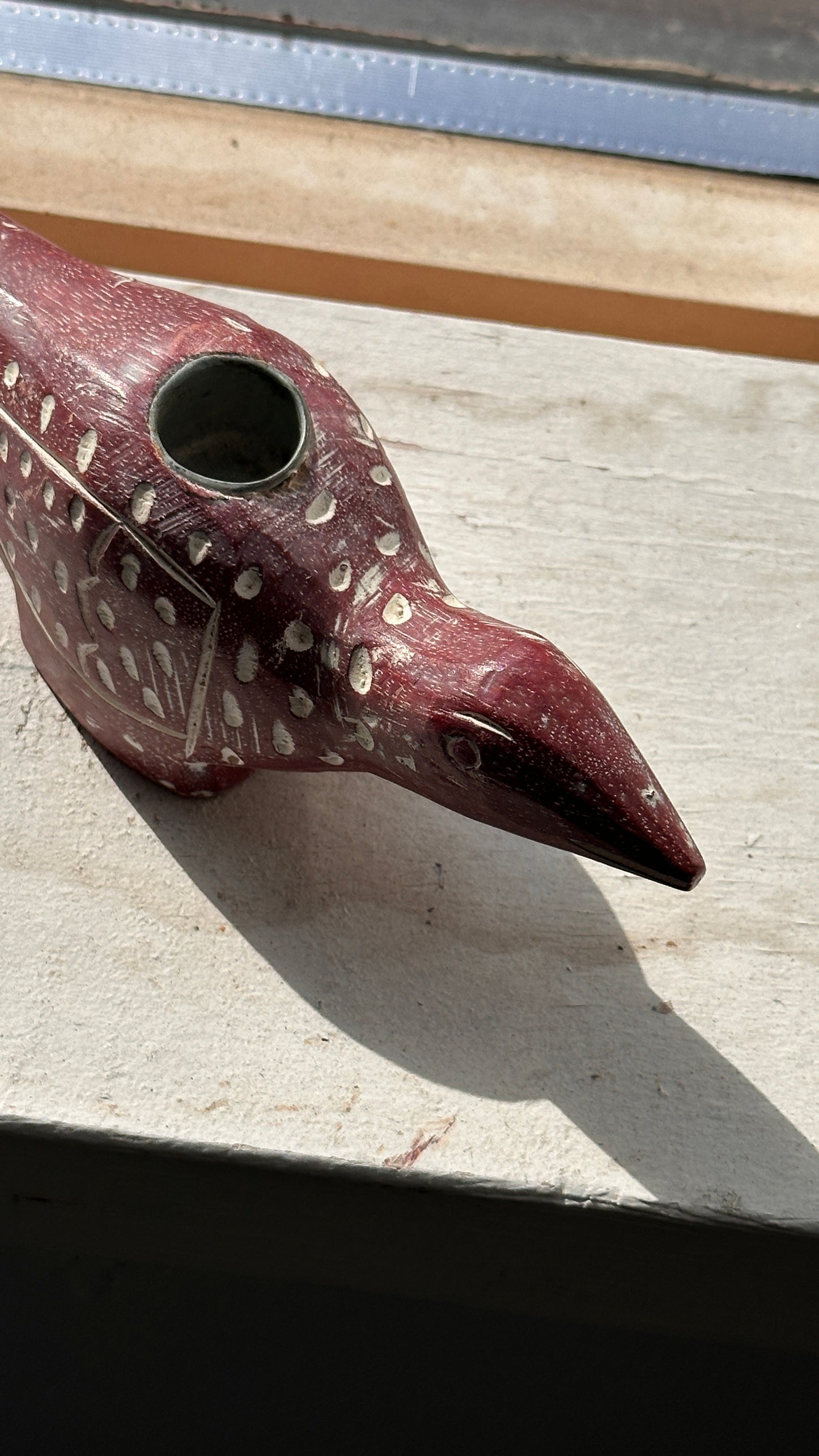 Carved Wooden Bird Candle Holder